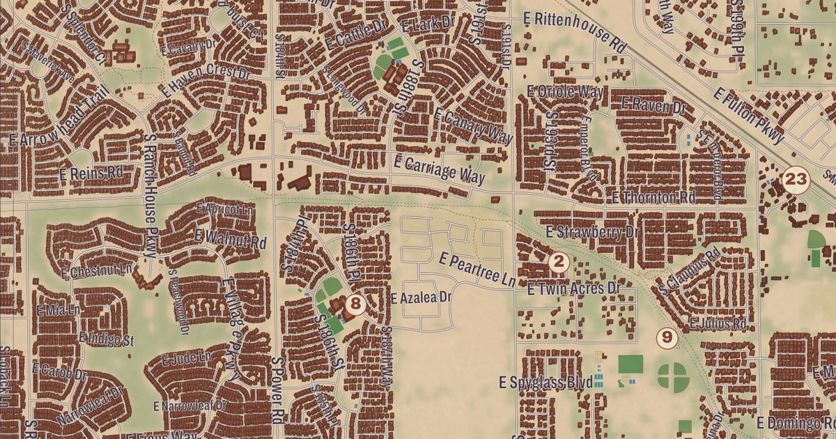 Beautifully Detailed Map of Queen Creek, Arizona
