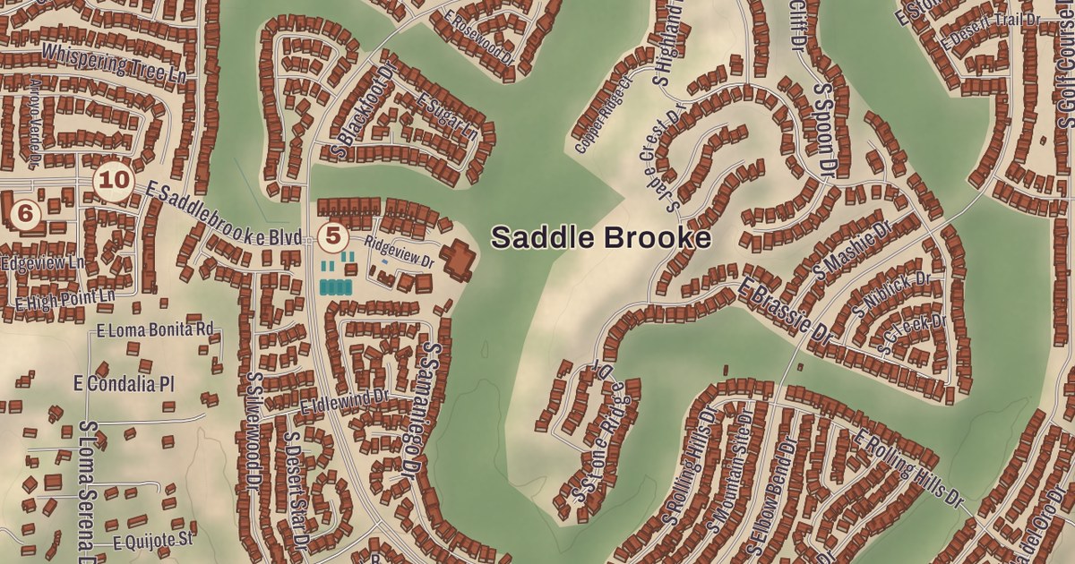 Beautifully Detailed Map of Saddlebrooke, Arizona
