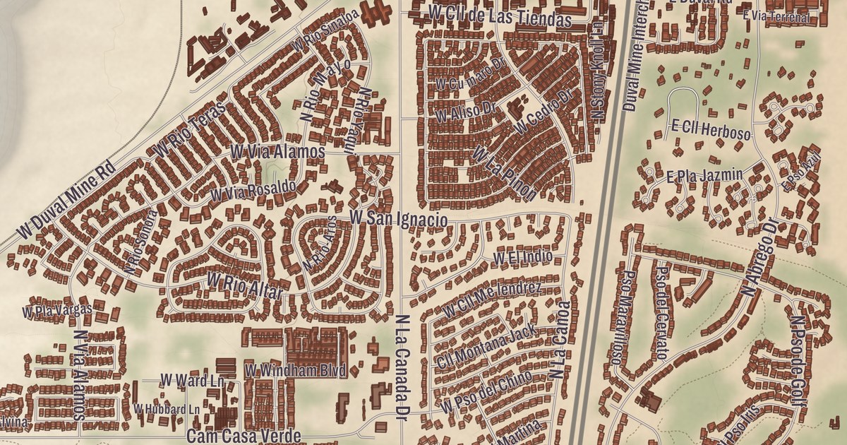 Beautifully Detailed Map of Sahuarita, Arizona