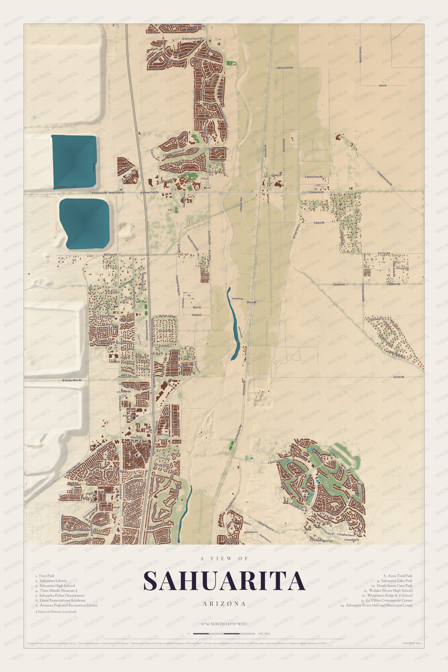 Map of Sahuarita, Arizona