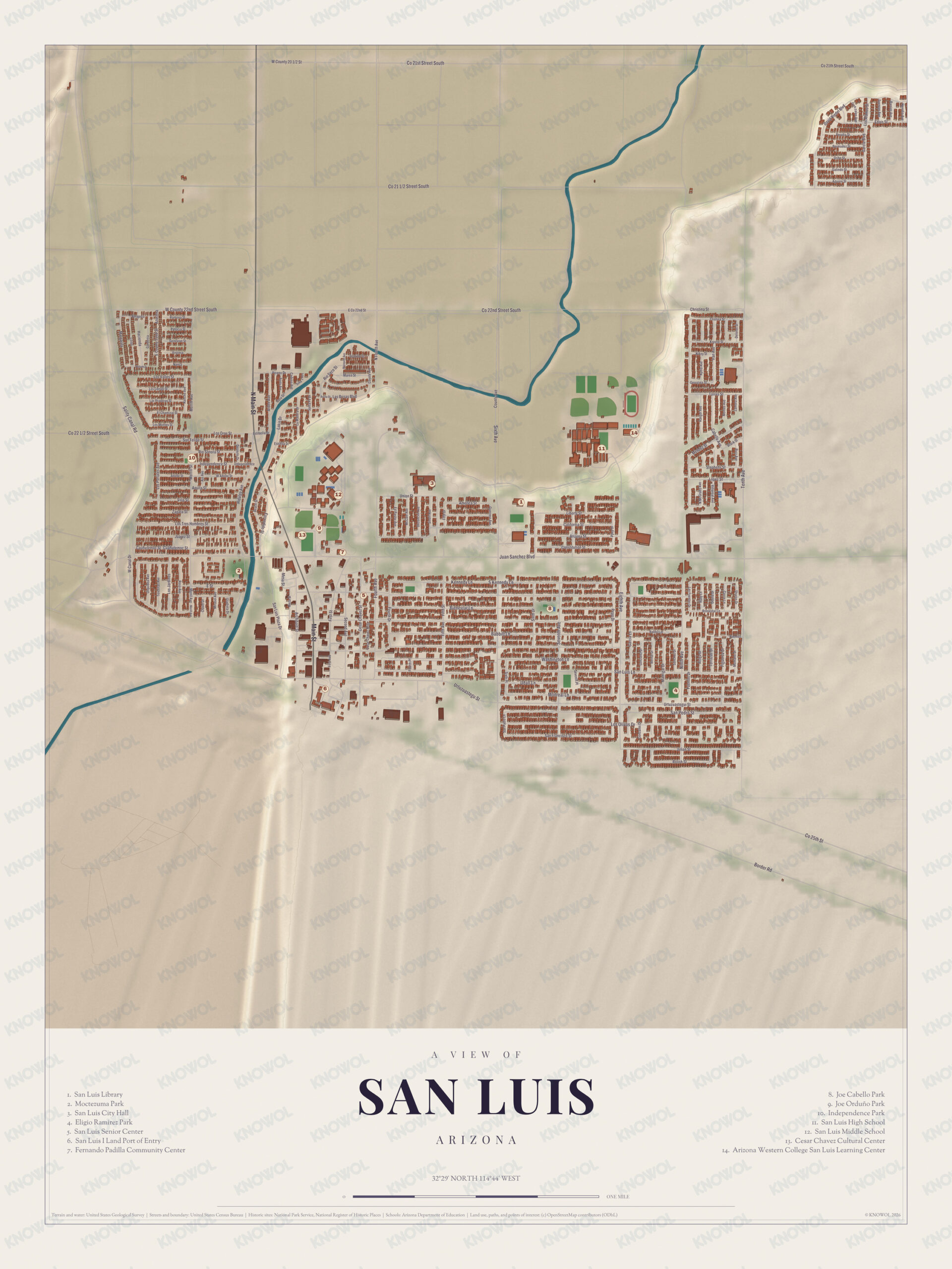 Map of San Luis, Arizona