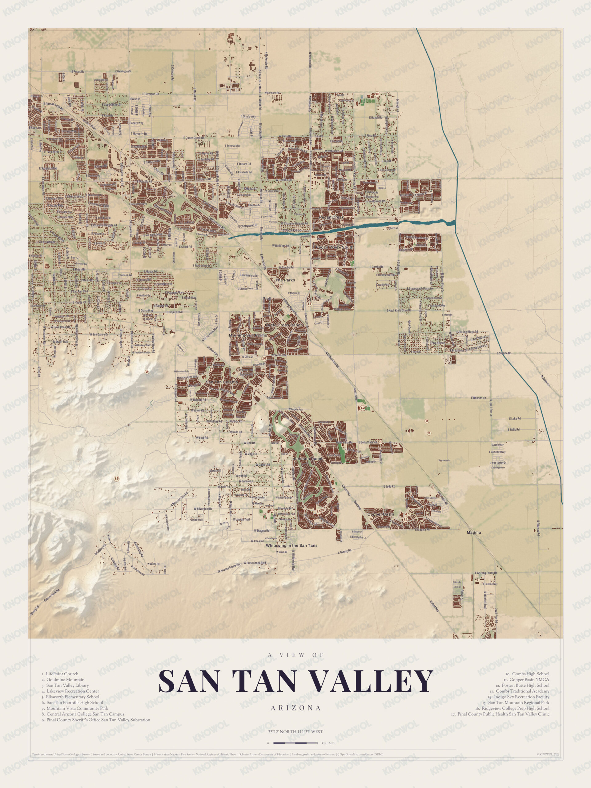 Map of San Tan Valley, Arizona