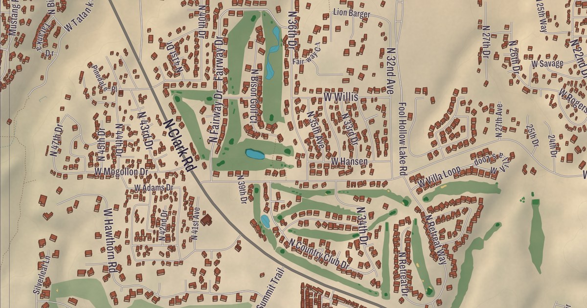 Beautifully Detailed Map of Show Low, Arizona