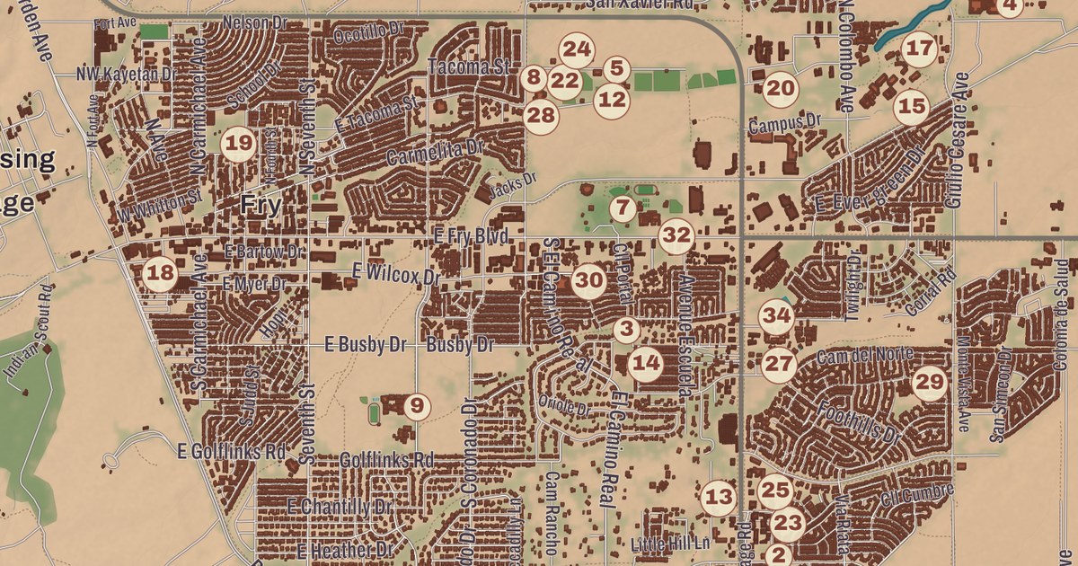 Beautifully Detailed Map of Sierra Vista, Arizona