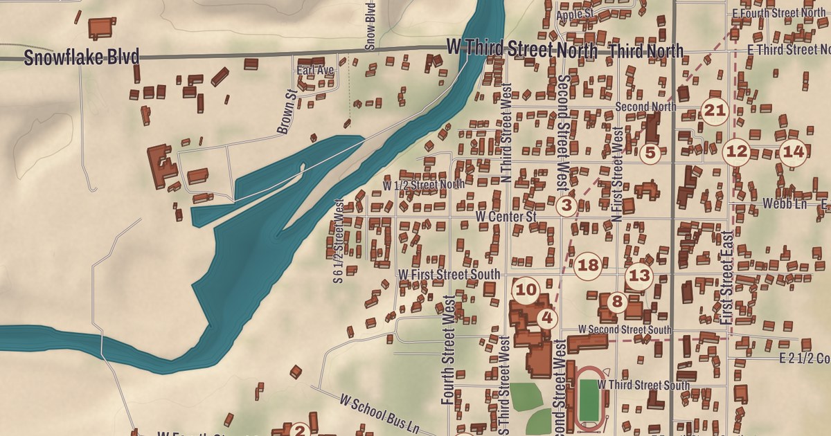 Beautifully Detailed Map of Snowflake, Arizona