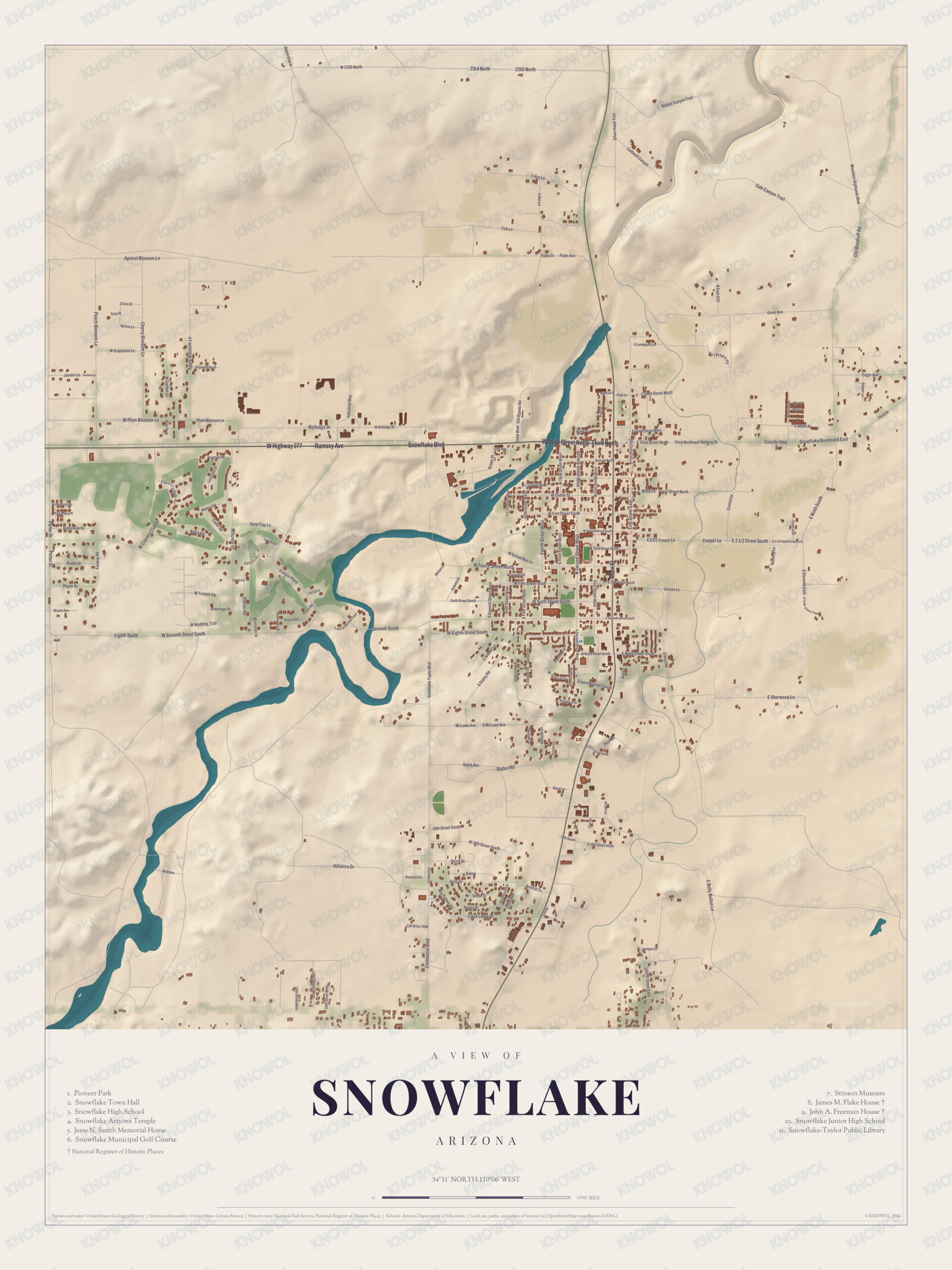 Map of Snowflake, Arizona