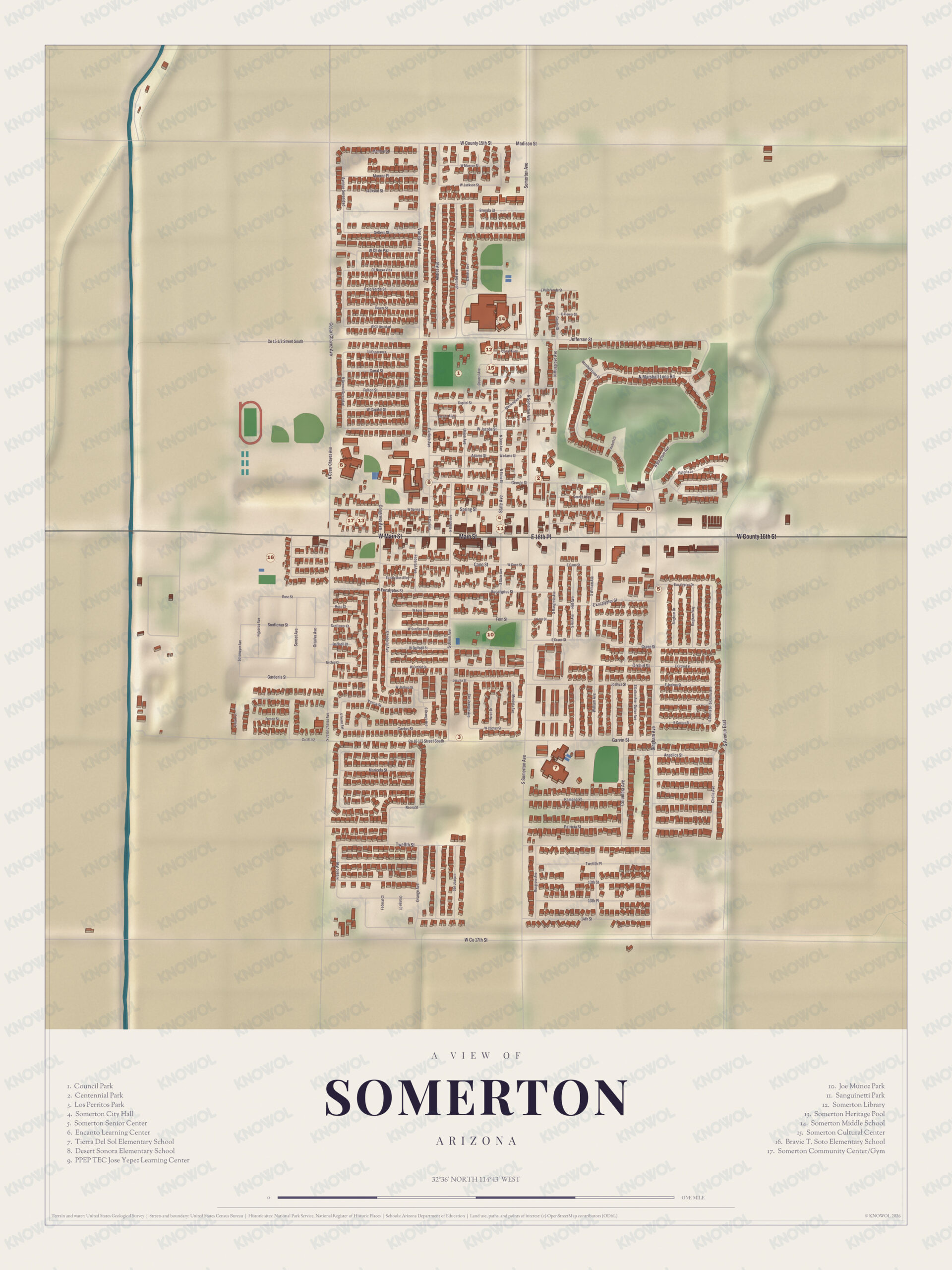 Map of Somerton, Arizona