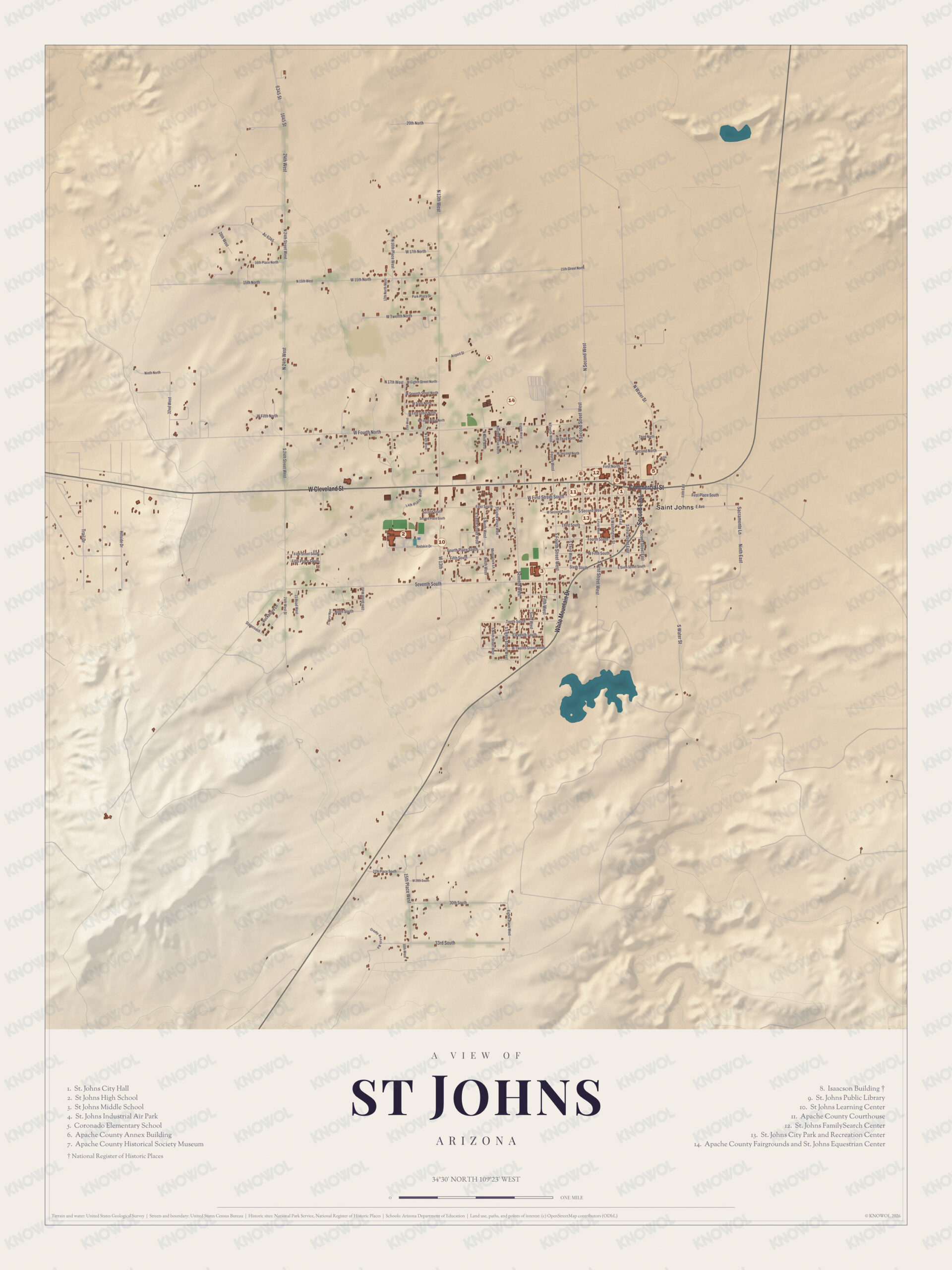 Map of St Johns, Arizona