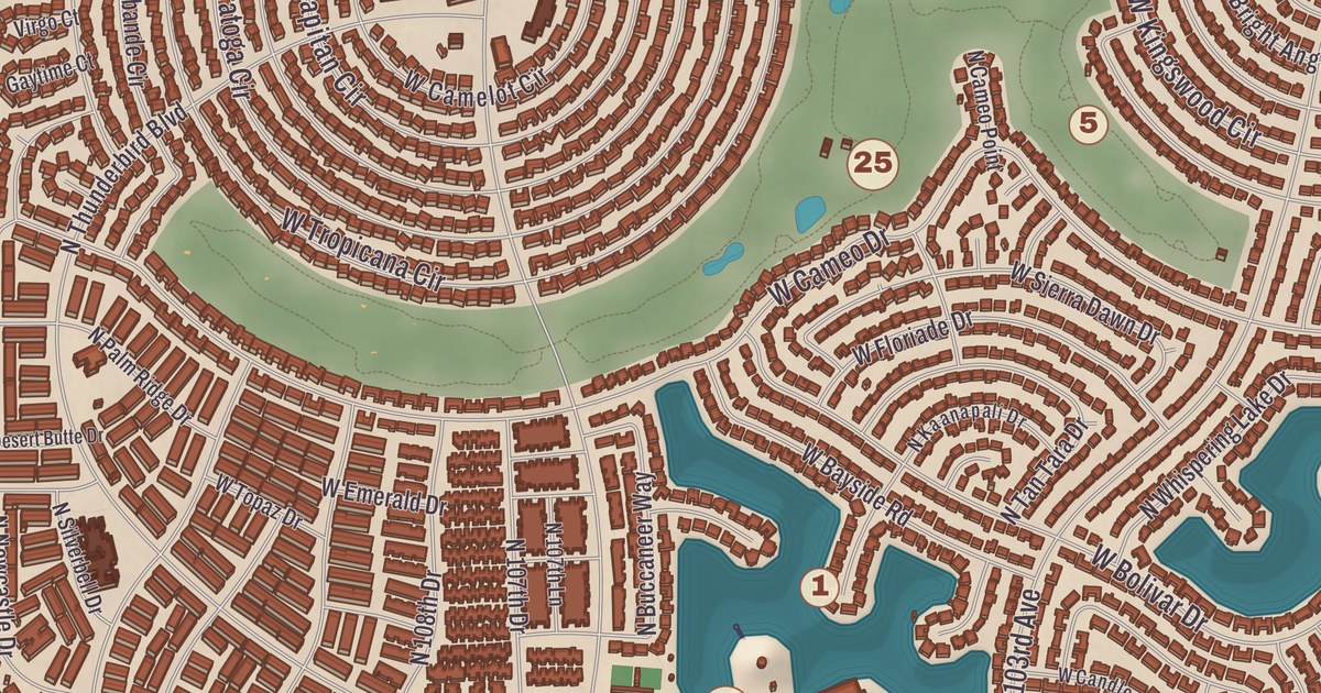 Beautifully Detailed Map of Sun City, Arizona