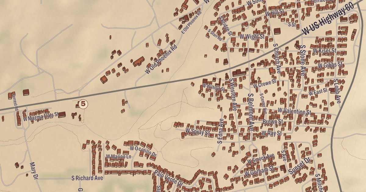 Beautifully Detailed Map of Superior, Arizona