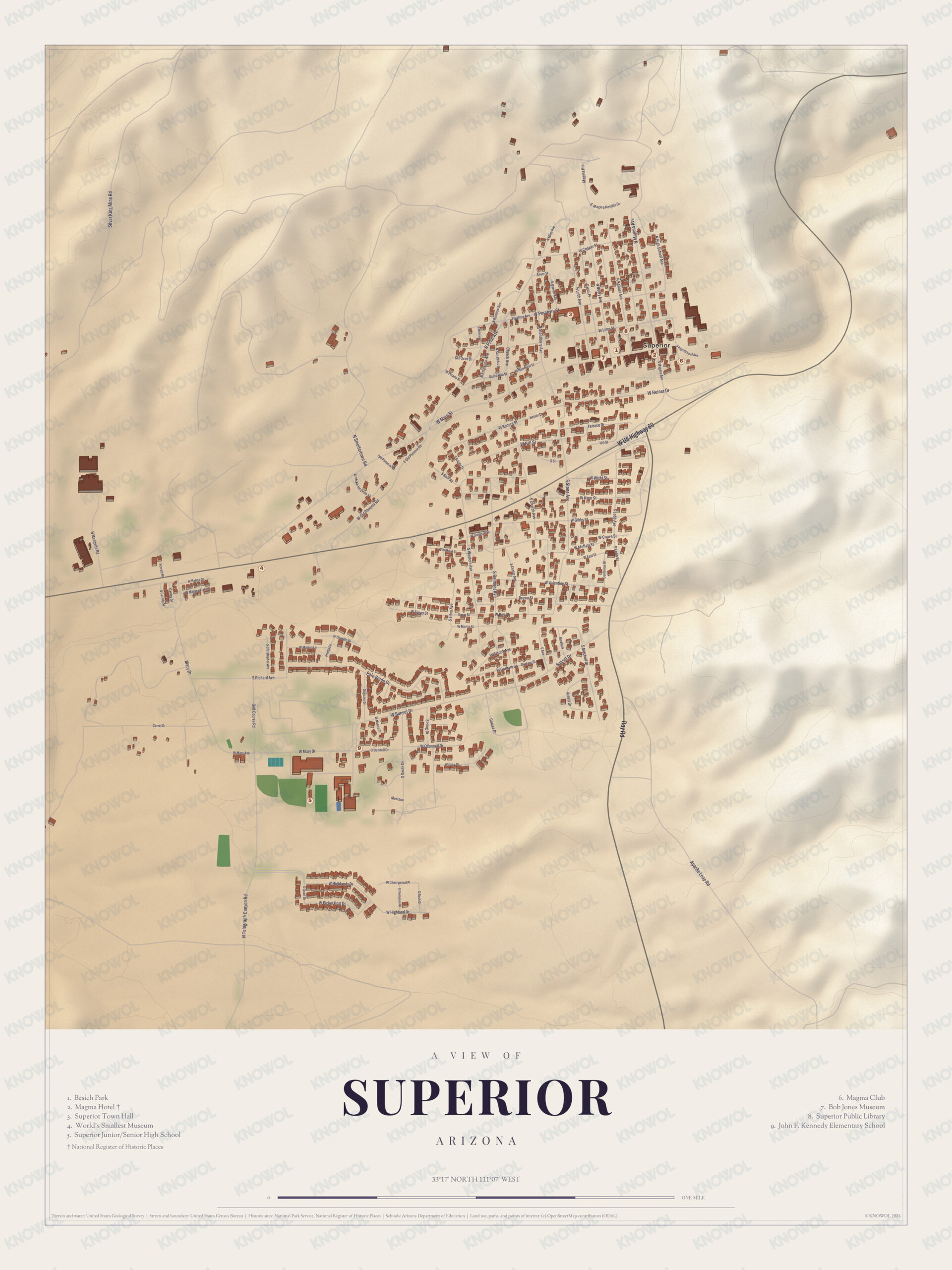 Map of Superior, Arizona
