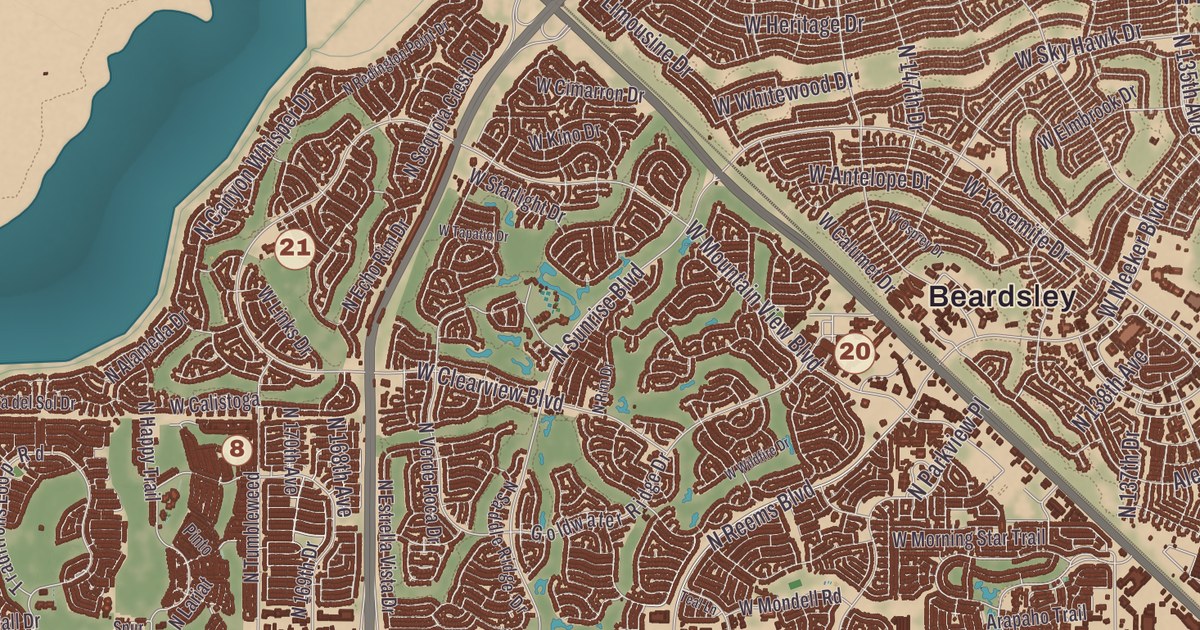 Beautifully Detailed Map of Surprise, Arizona