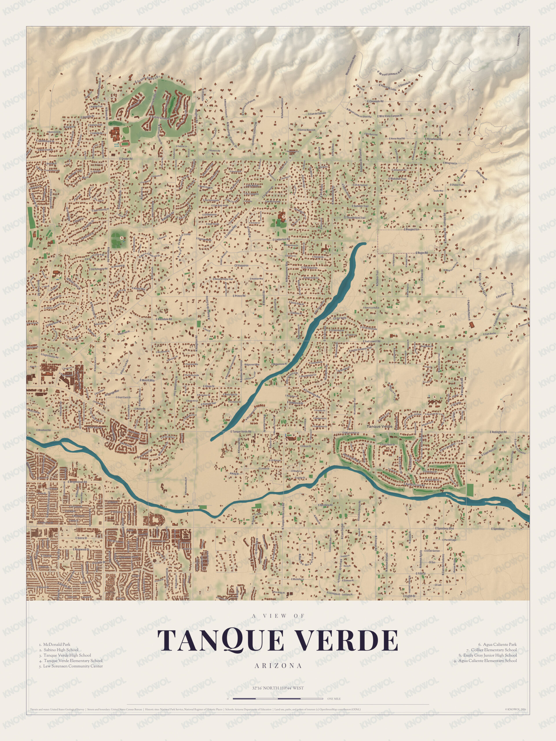 Map of Tanque Verde, Arizona