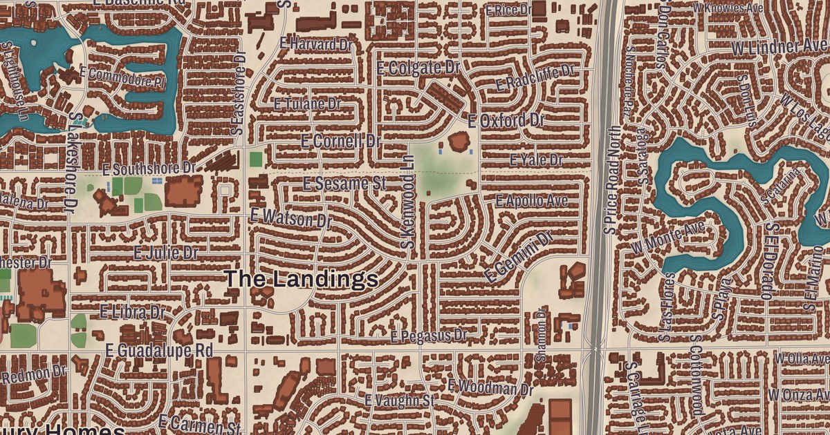 Beautifully Detailed Map of Tempe, Arizona