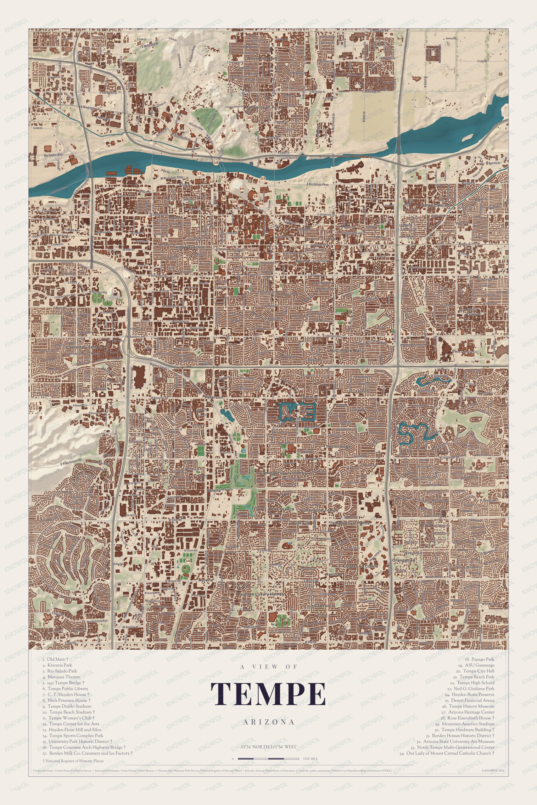 Map of Tempe, Arizona