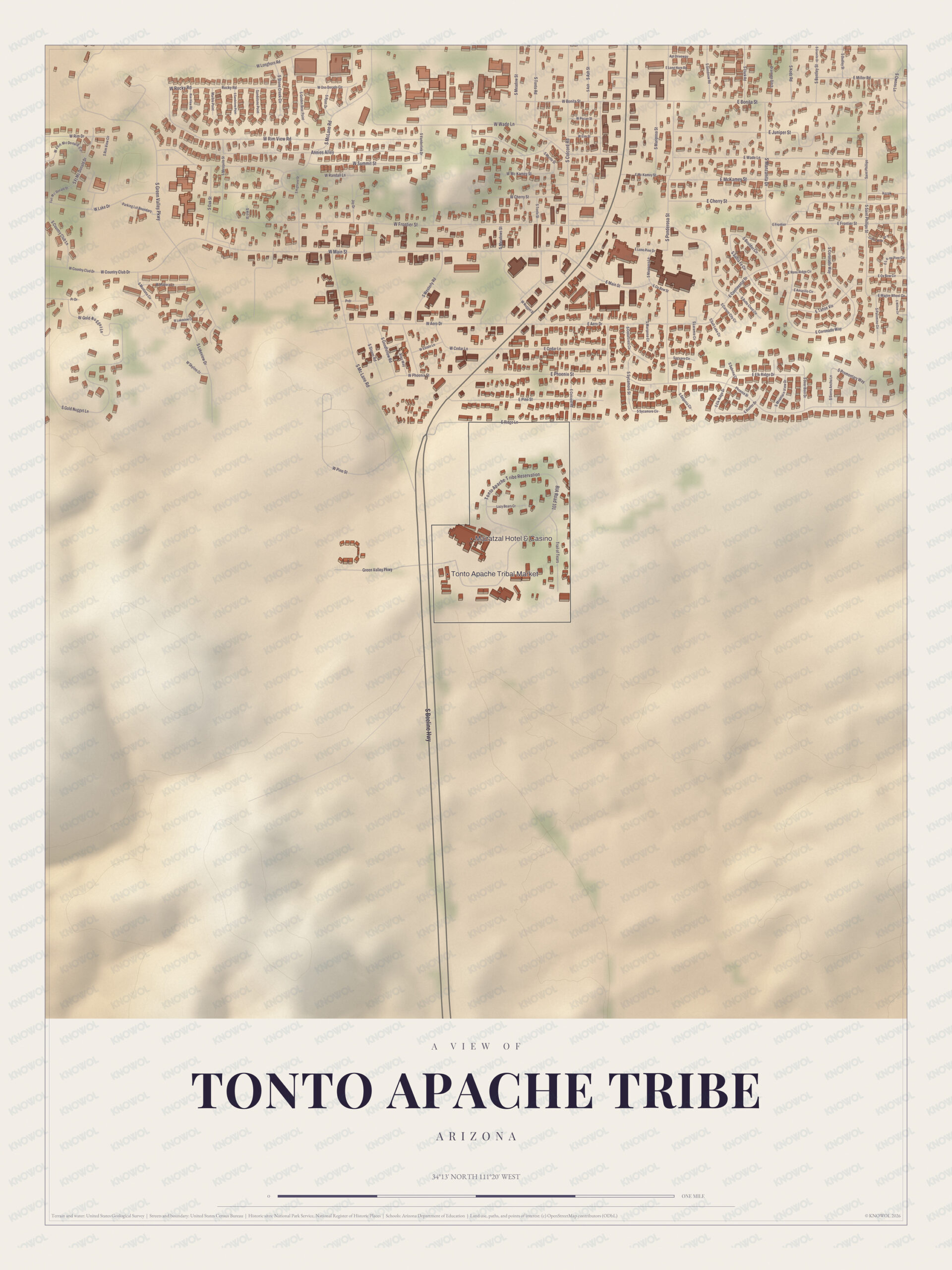 Map of Tonto Apache Tribe, Arizona