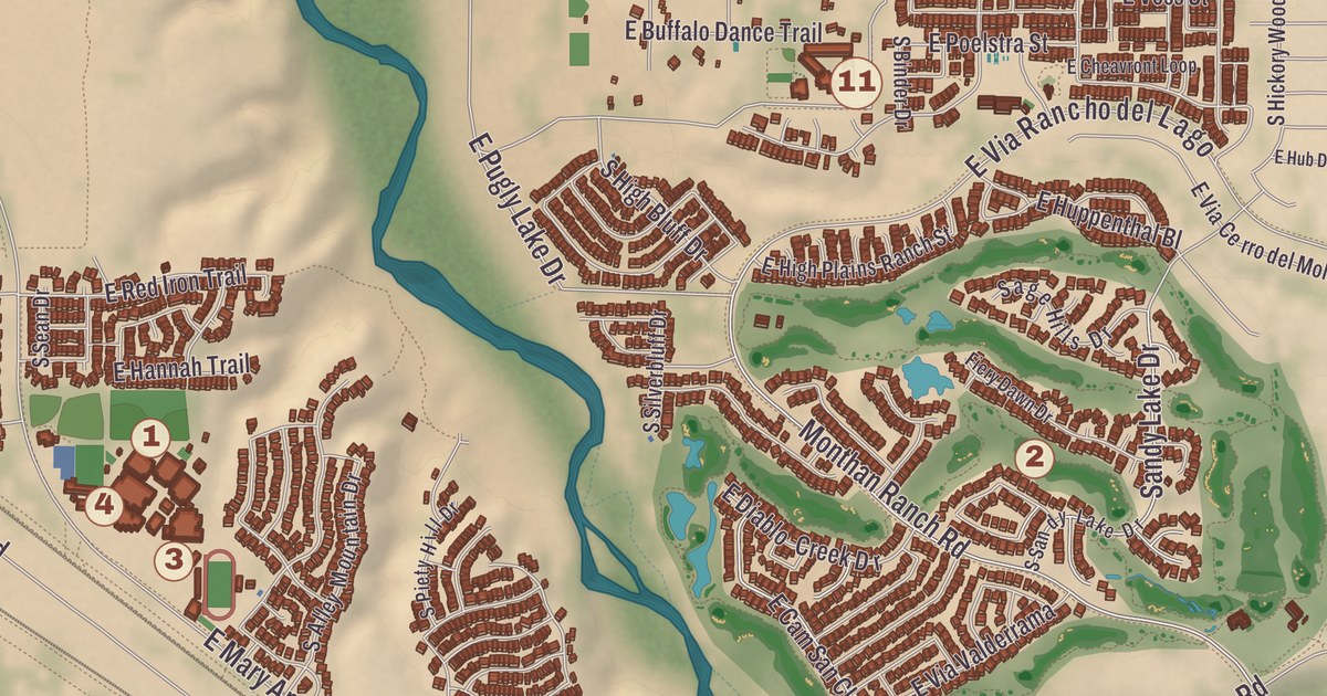 Beautifully Detailed Map of Vail, Arizona