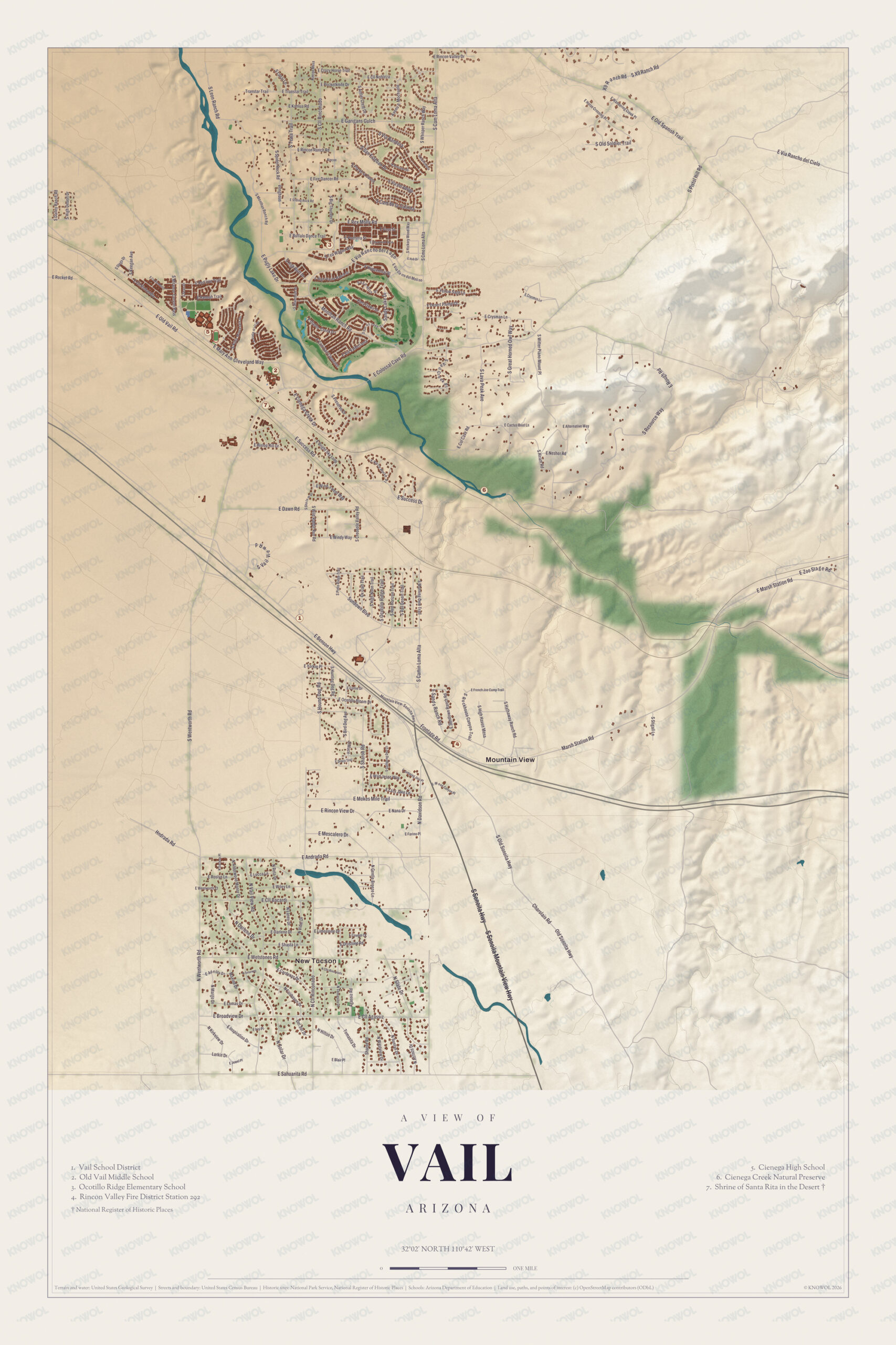 Map of Vail, Arizona