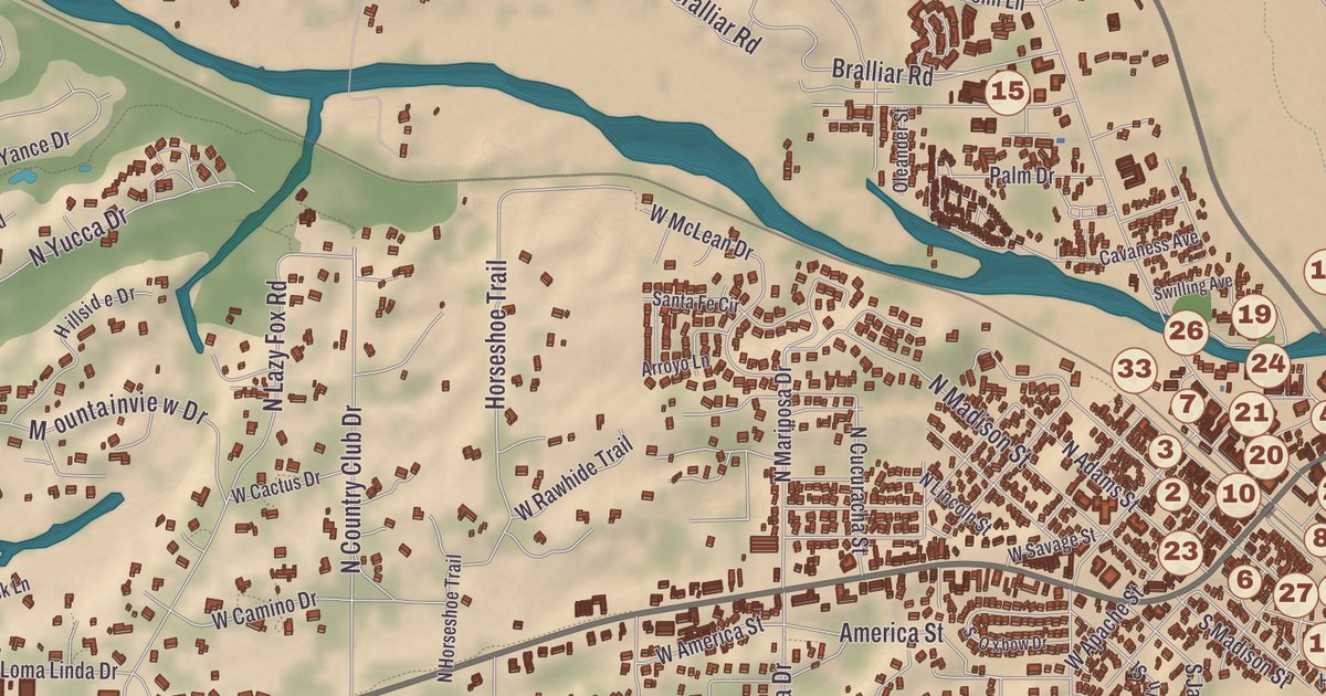 Beautifully Detailed Map of Wickenburg, Arizona