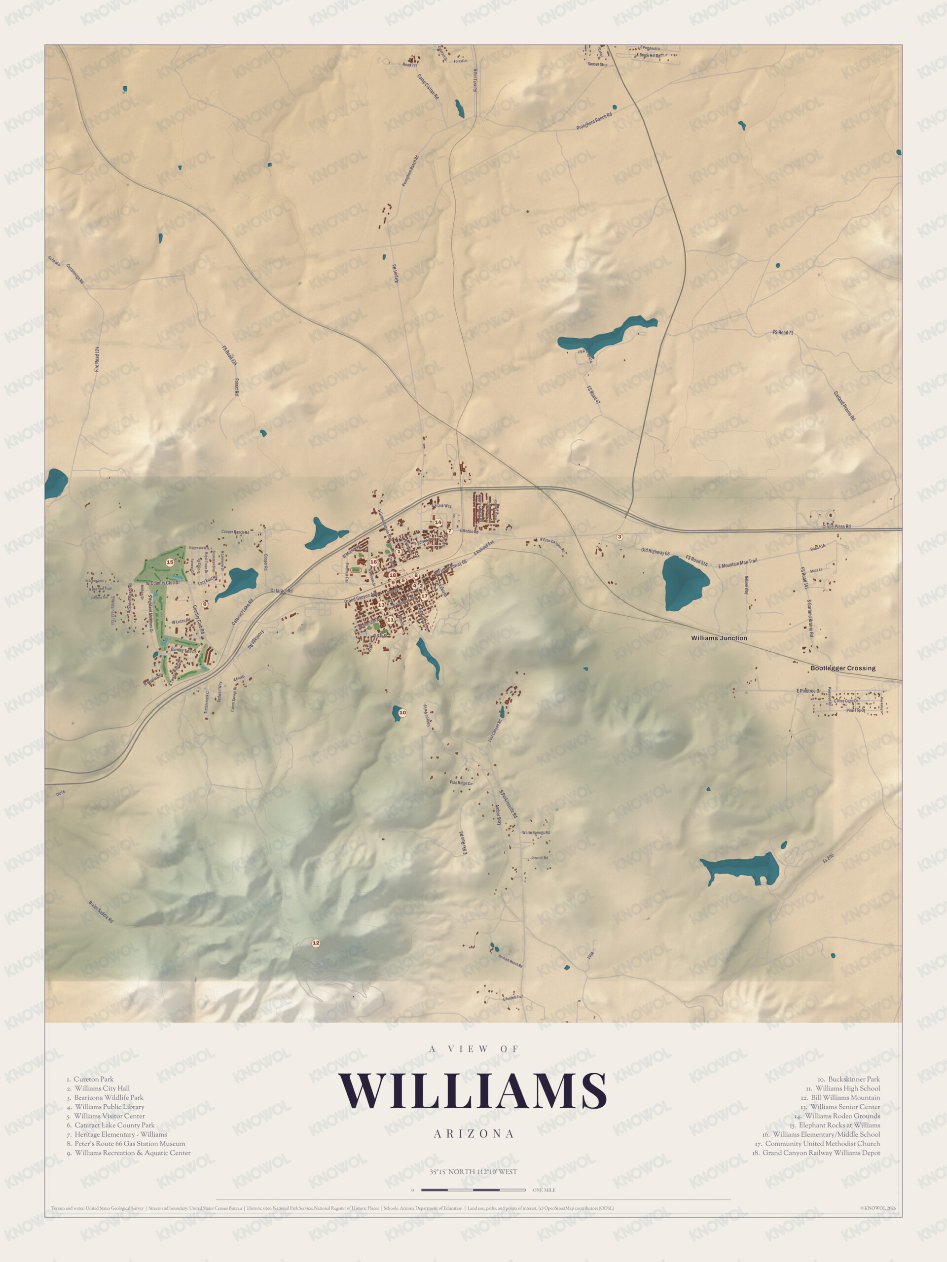 Map of Williams, Arizona