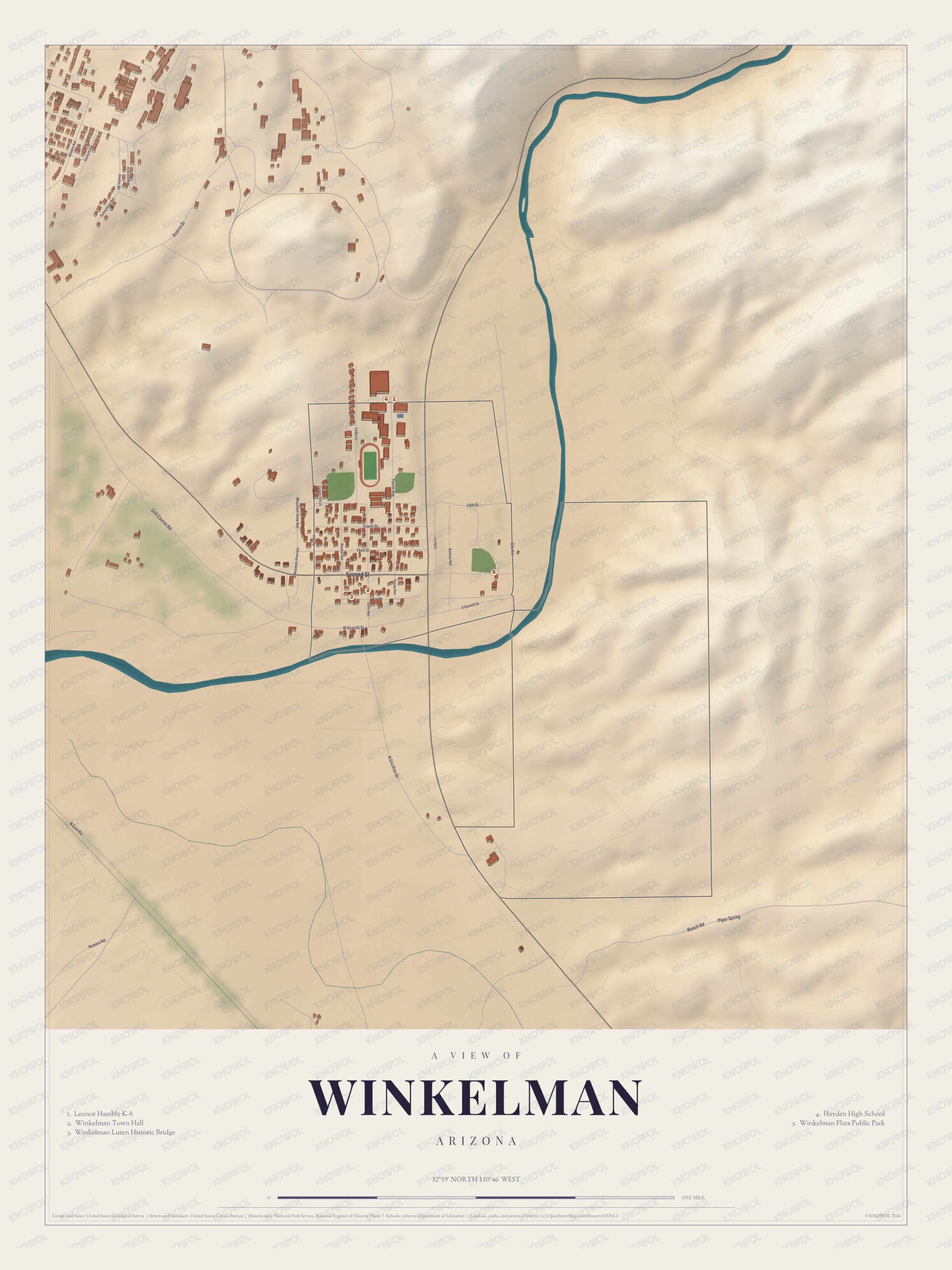 Map of Winkelman, Arizona