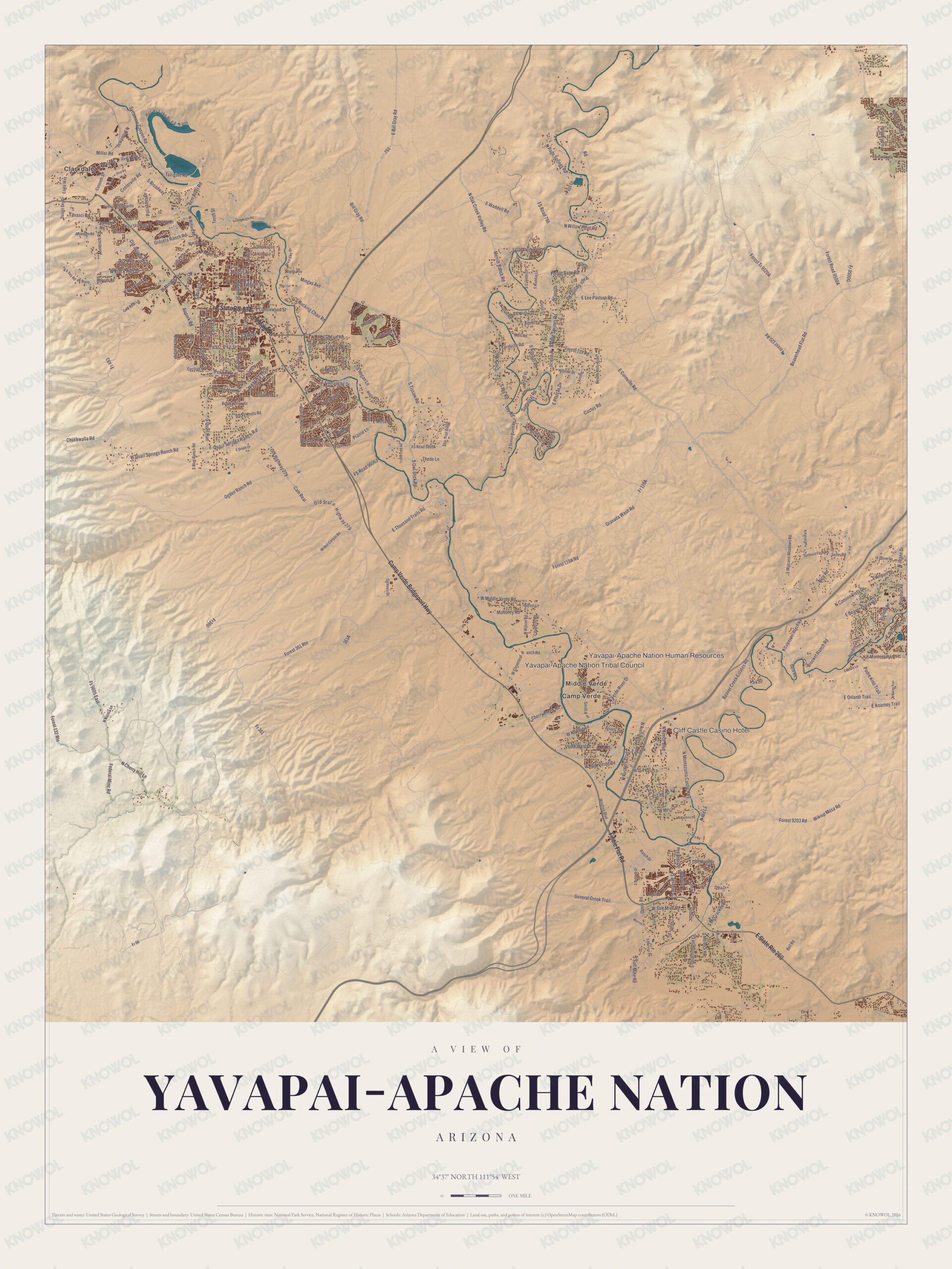 Map of Yavapai-Apache Nation, Arizona