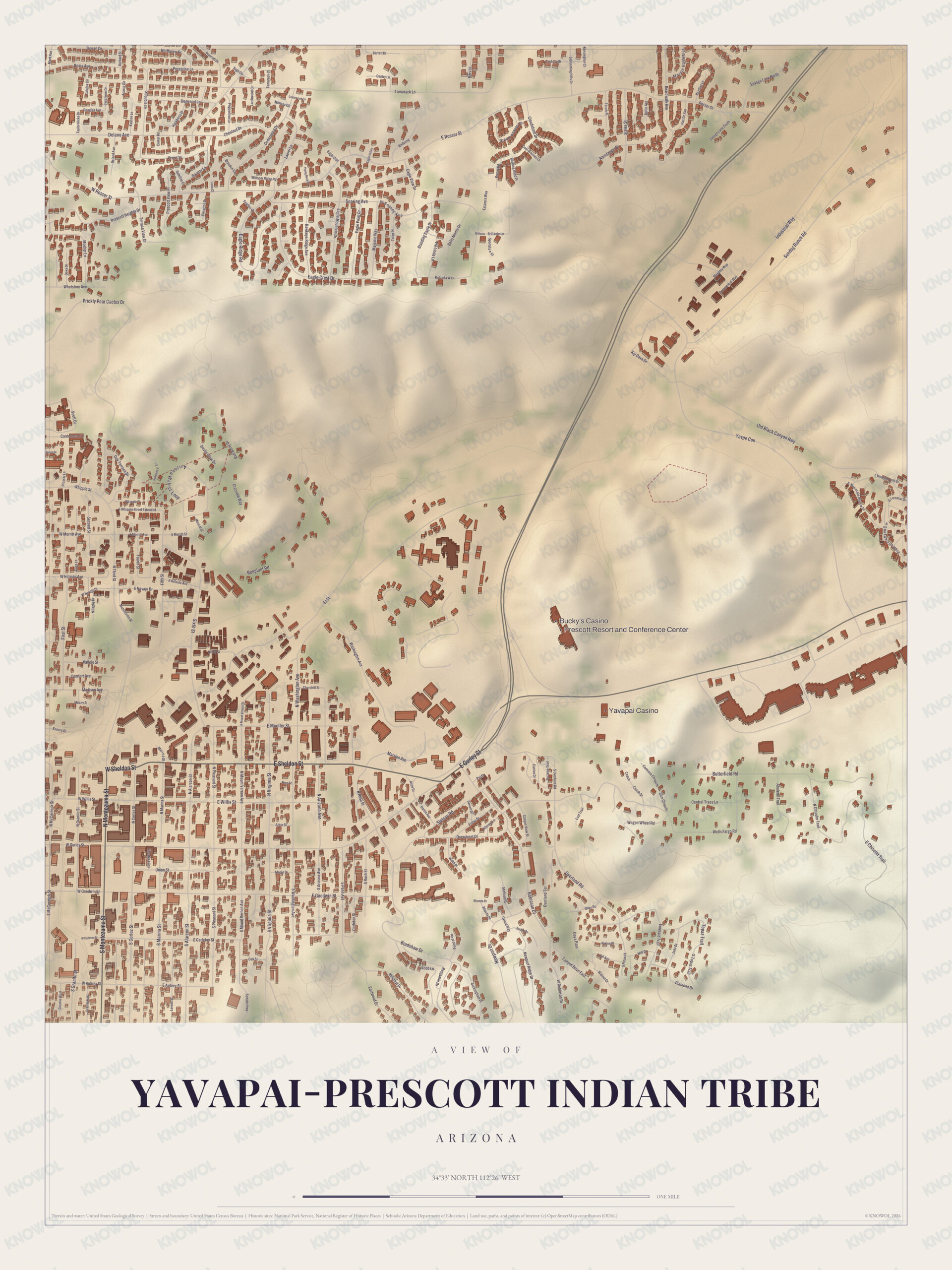Map of Yavapai-Prescott Indian Tribe, Arizona