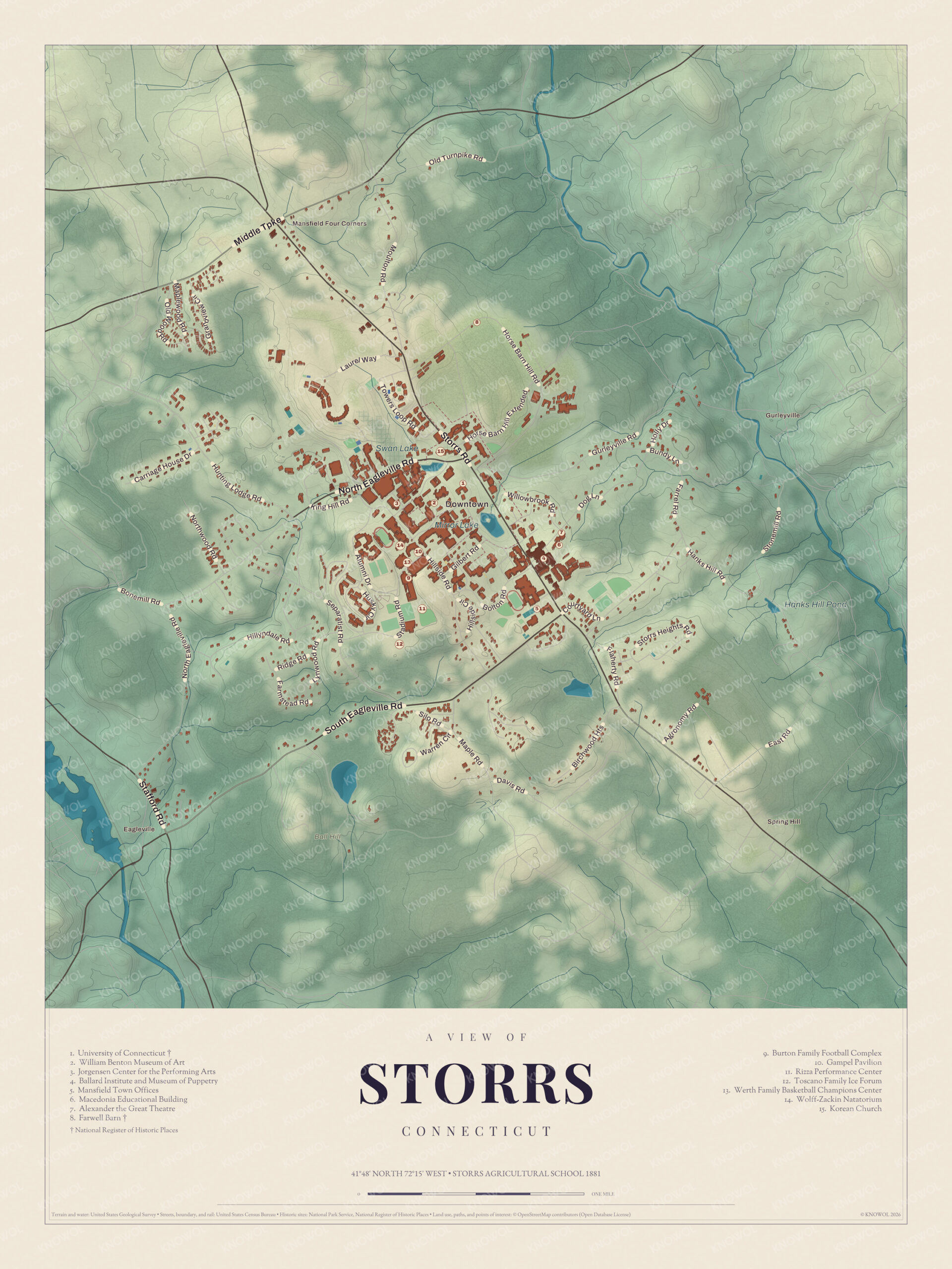 Watermarked full-map preview of Storrs, Connecticut