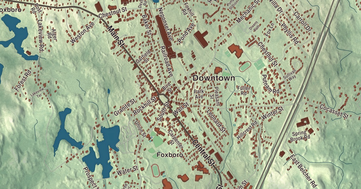 Map of Foxborough, Massachusetts in 2026