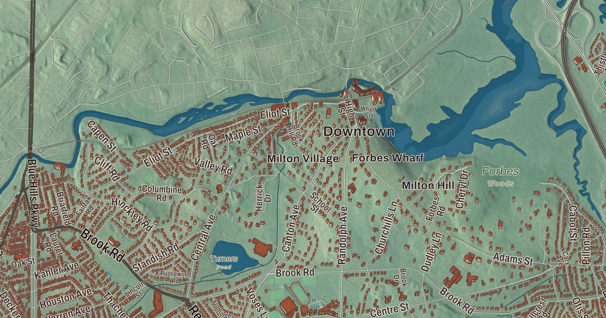 Map of Milton, Massachusetts in 2026