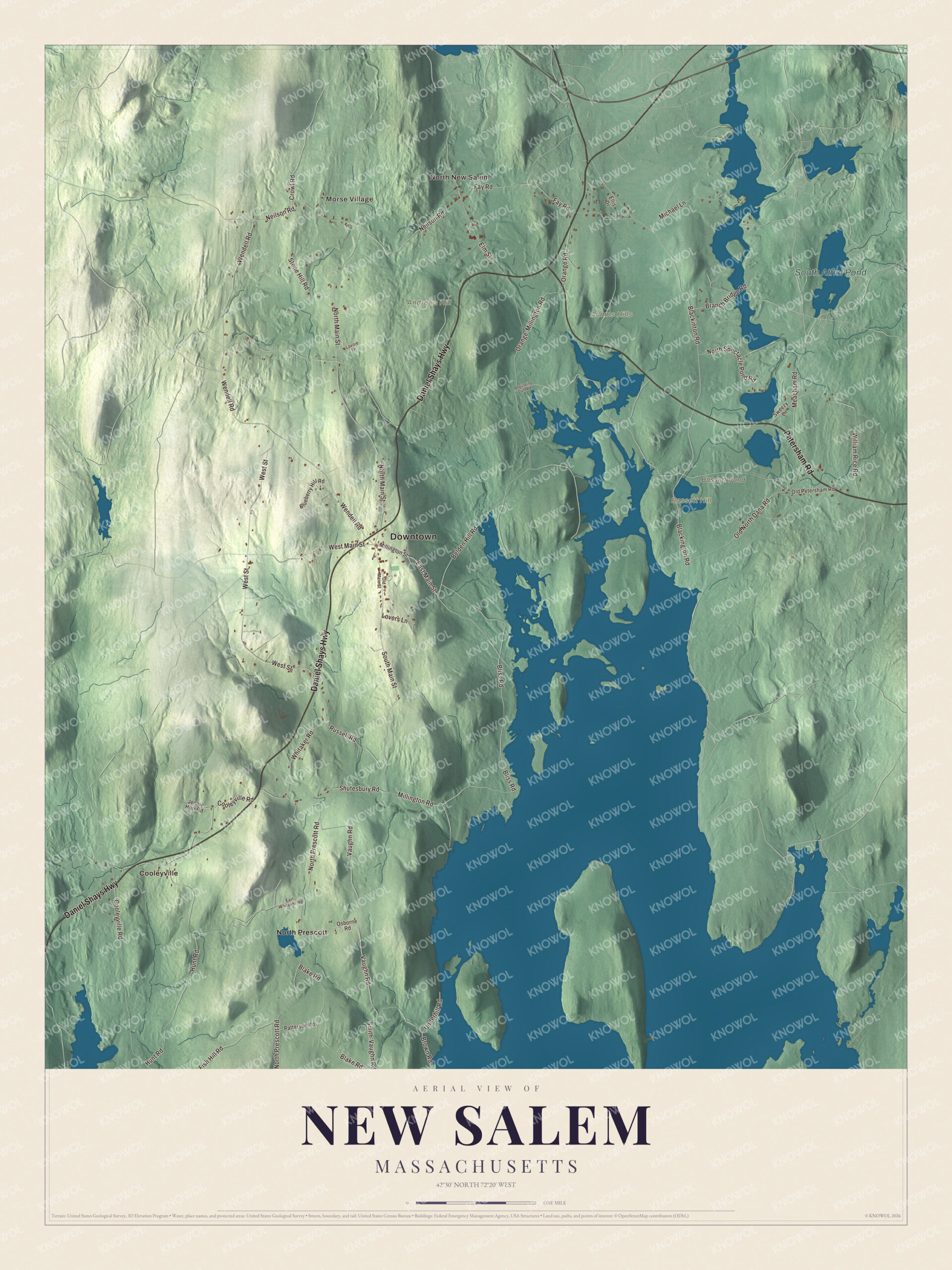 Watermarked full-map preview of New Salem, Massachusetts