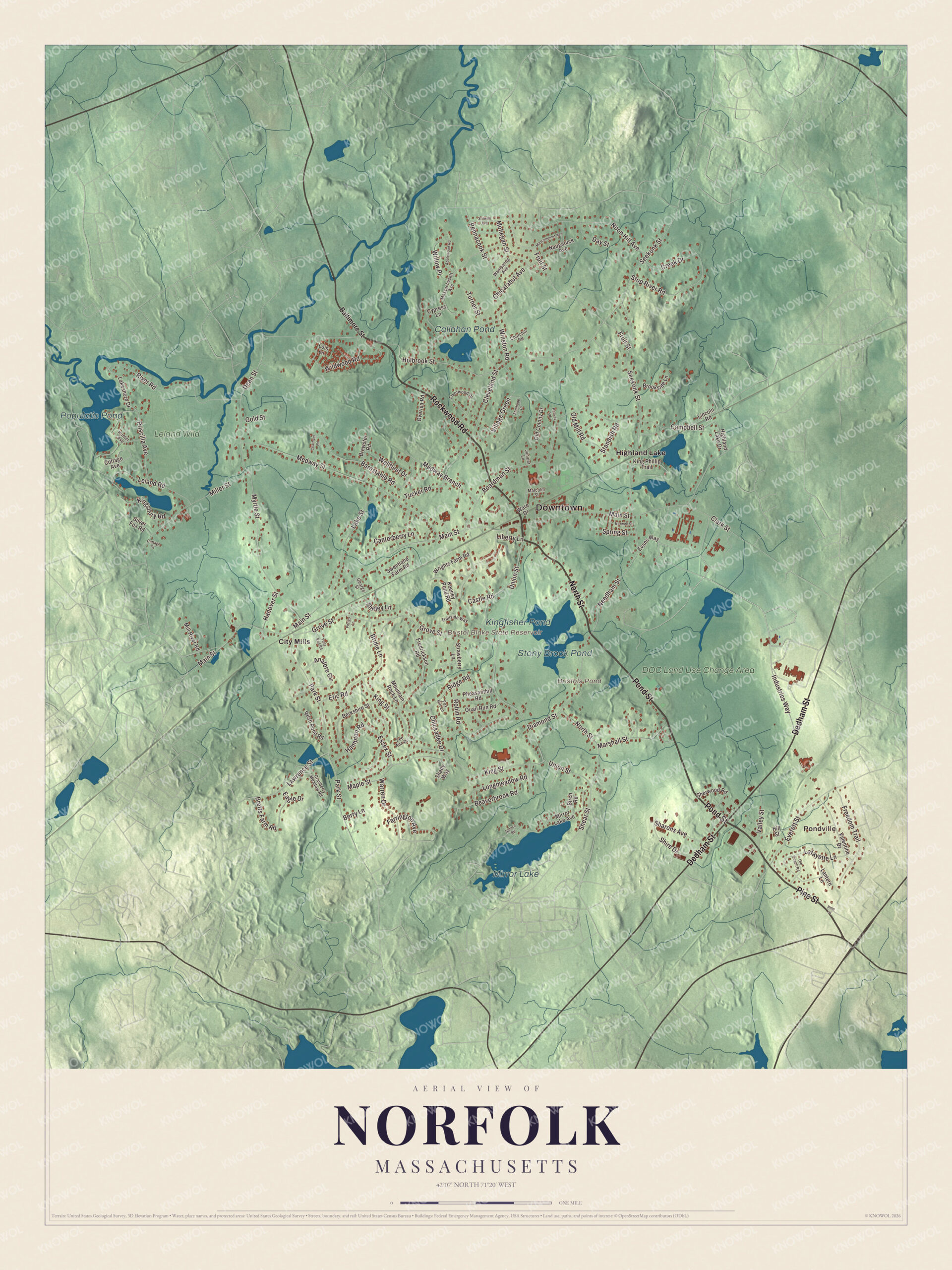 Watermarked full-map preview of Norfolk, Massachusetts