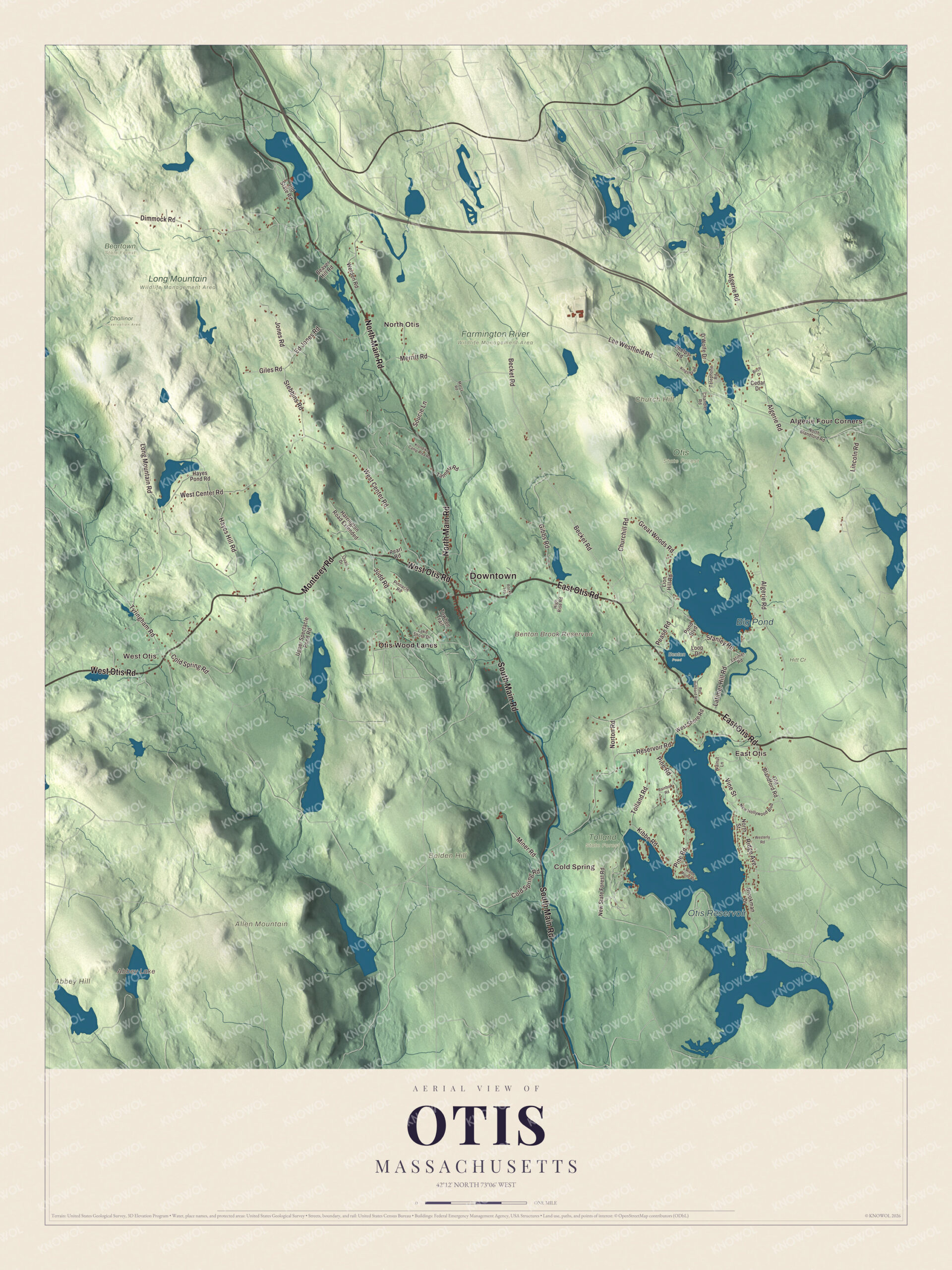 Watermarked full-map preview of Otis, Massachusetts