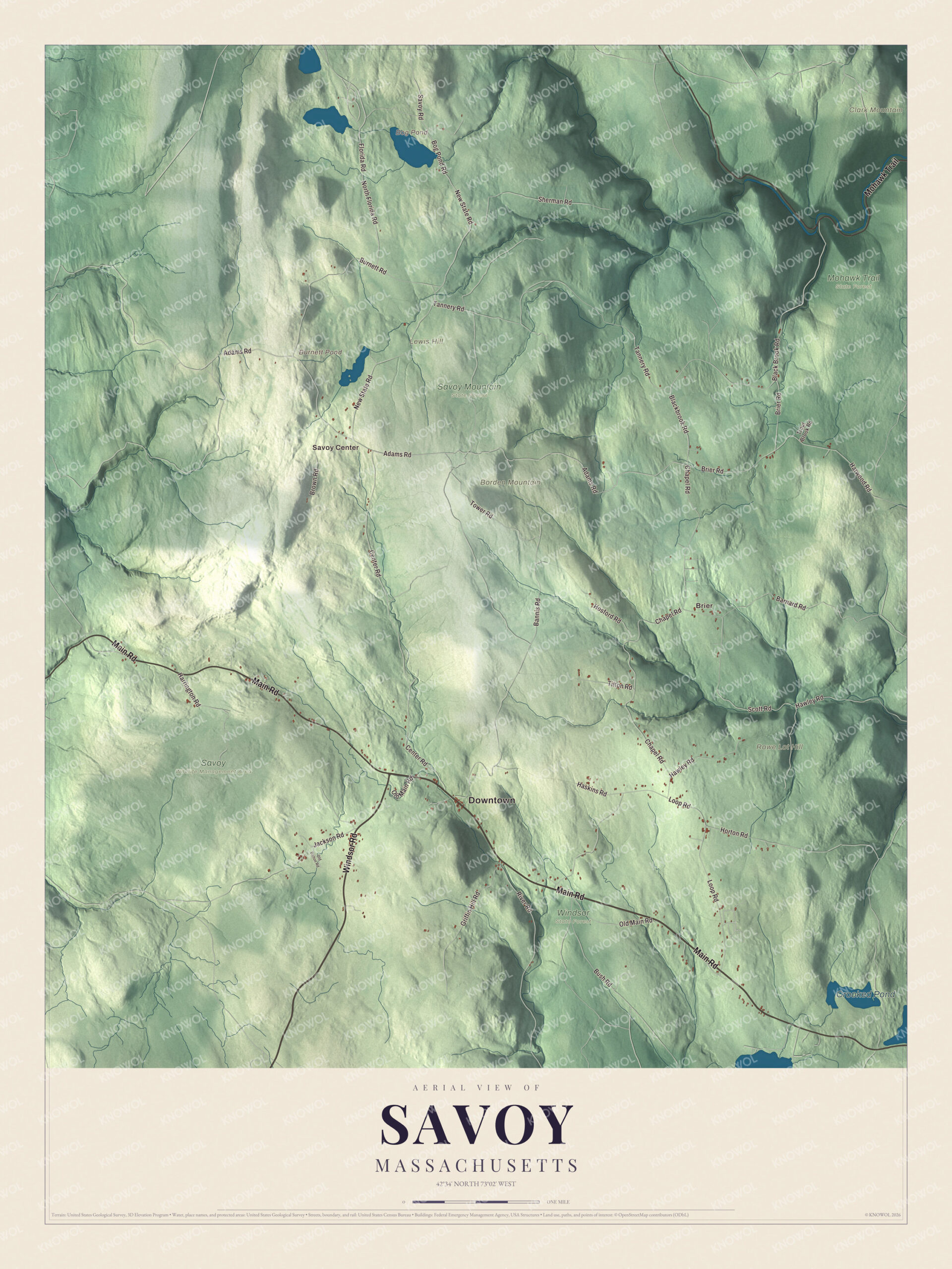 Watermarked full-map preview of Savoy, Massachusetts