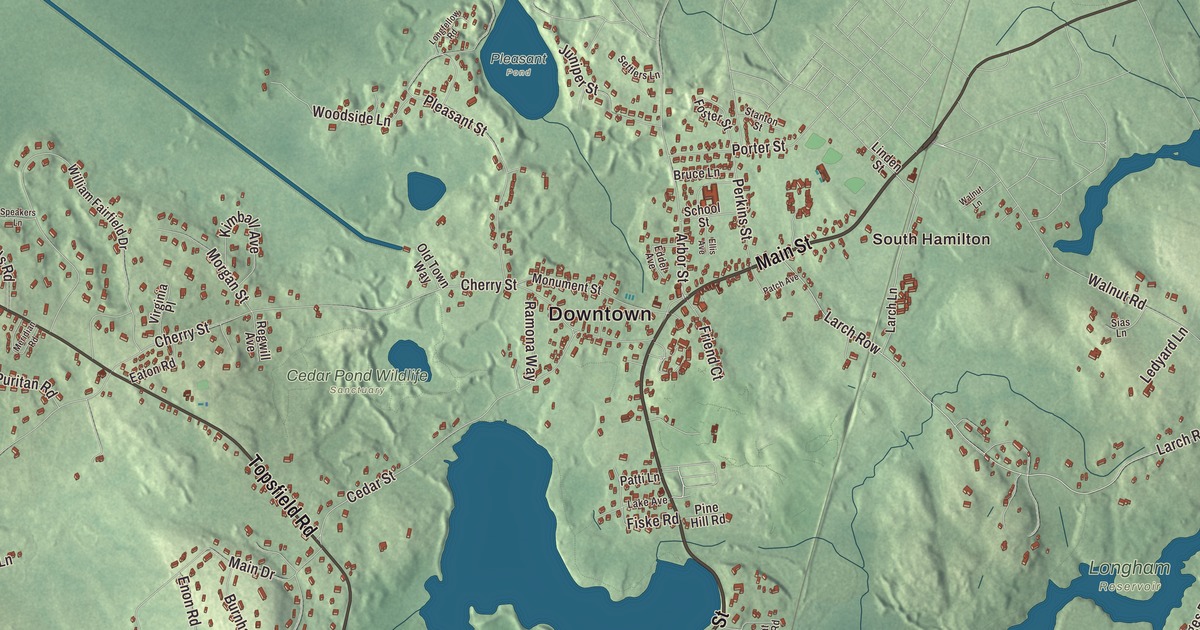 Map of Wenham, Massachusetts, Drawn Like an Old Atlas