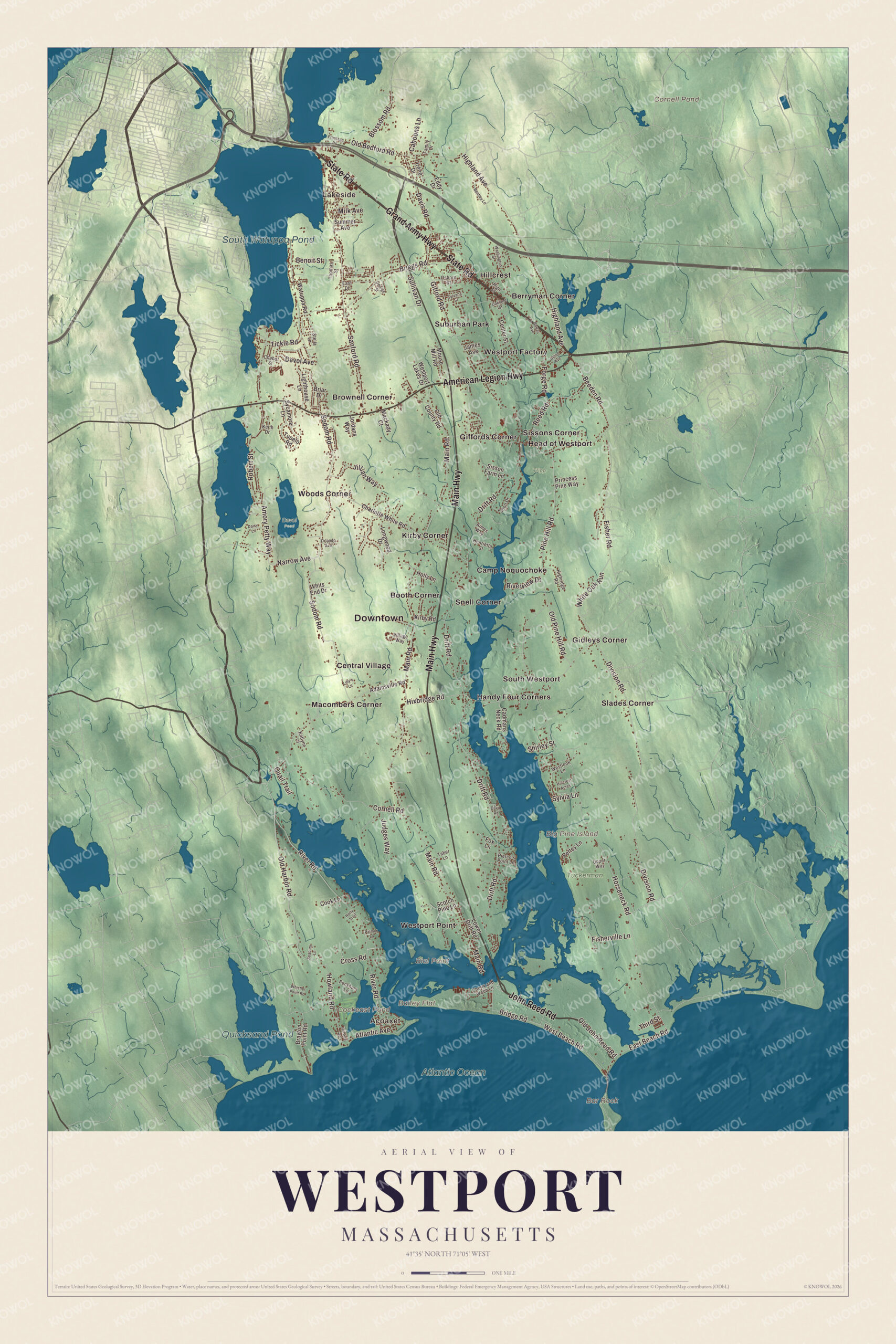 Protected watermarked complete map of Westport, Massachusetts