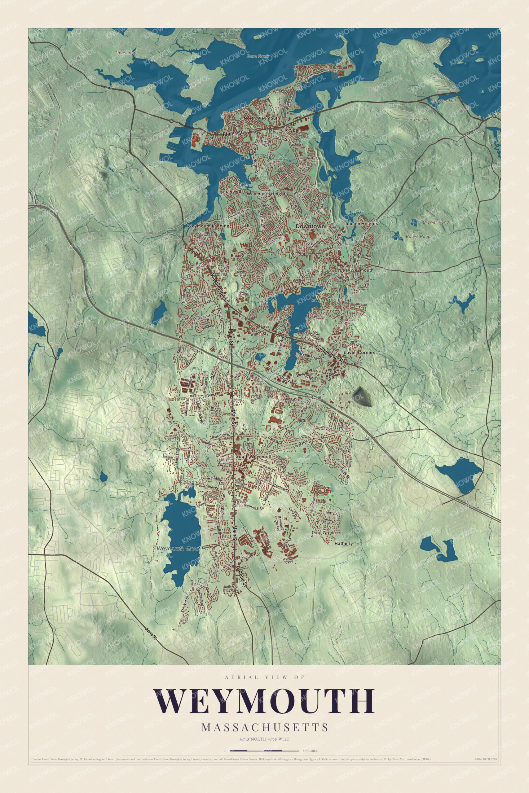 Protected watermarked complete map of Weymouth, Massachusetts