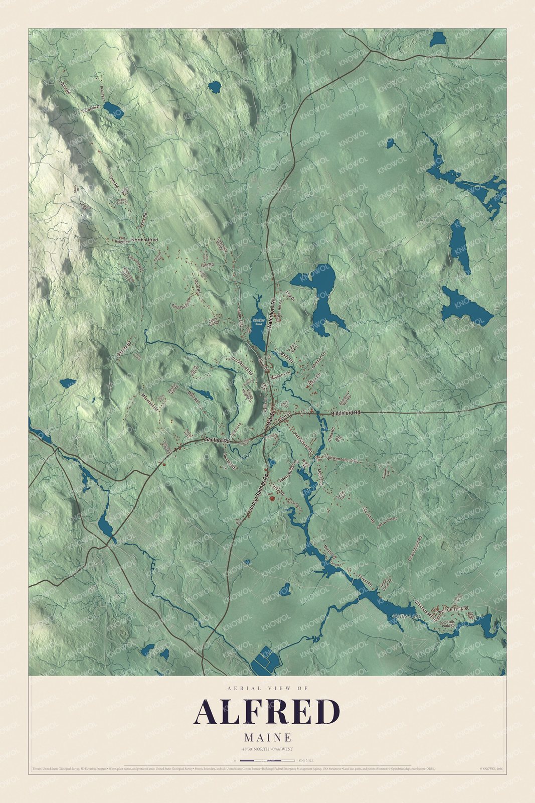 Watermarked full-map preview of Alfred, Maine