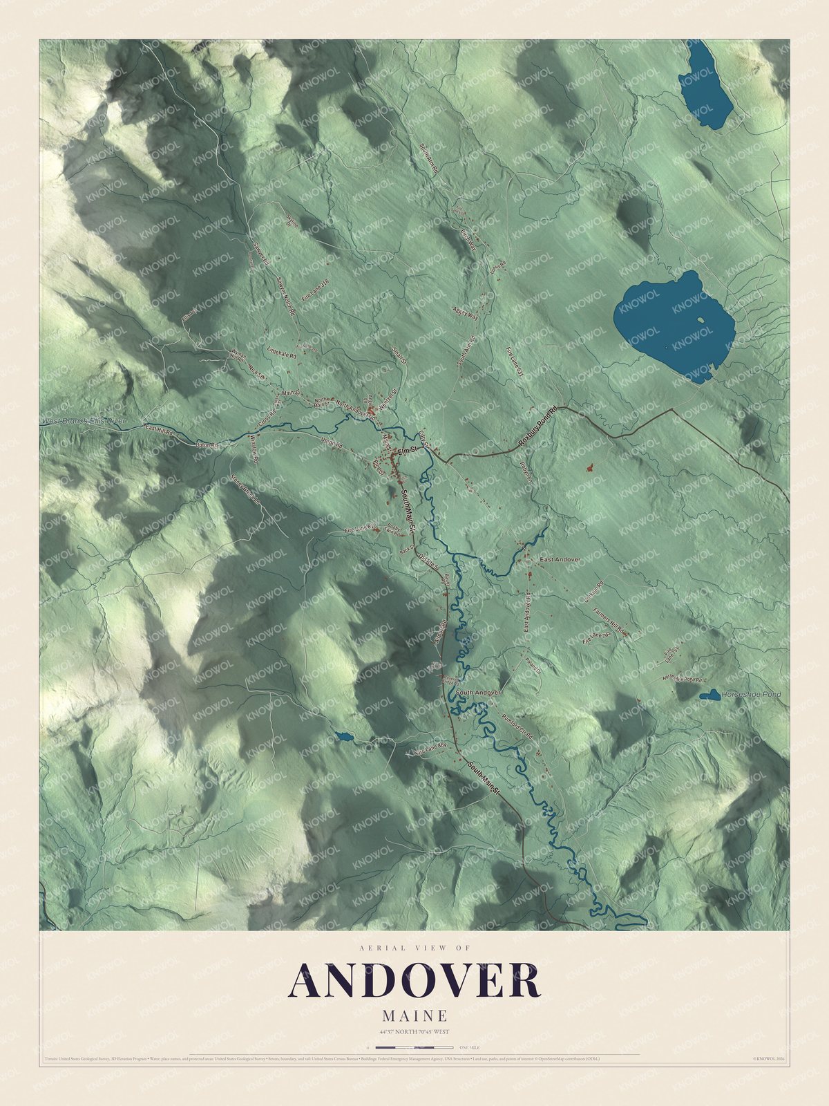 Watermarked full-map preview of Andover, Maine