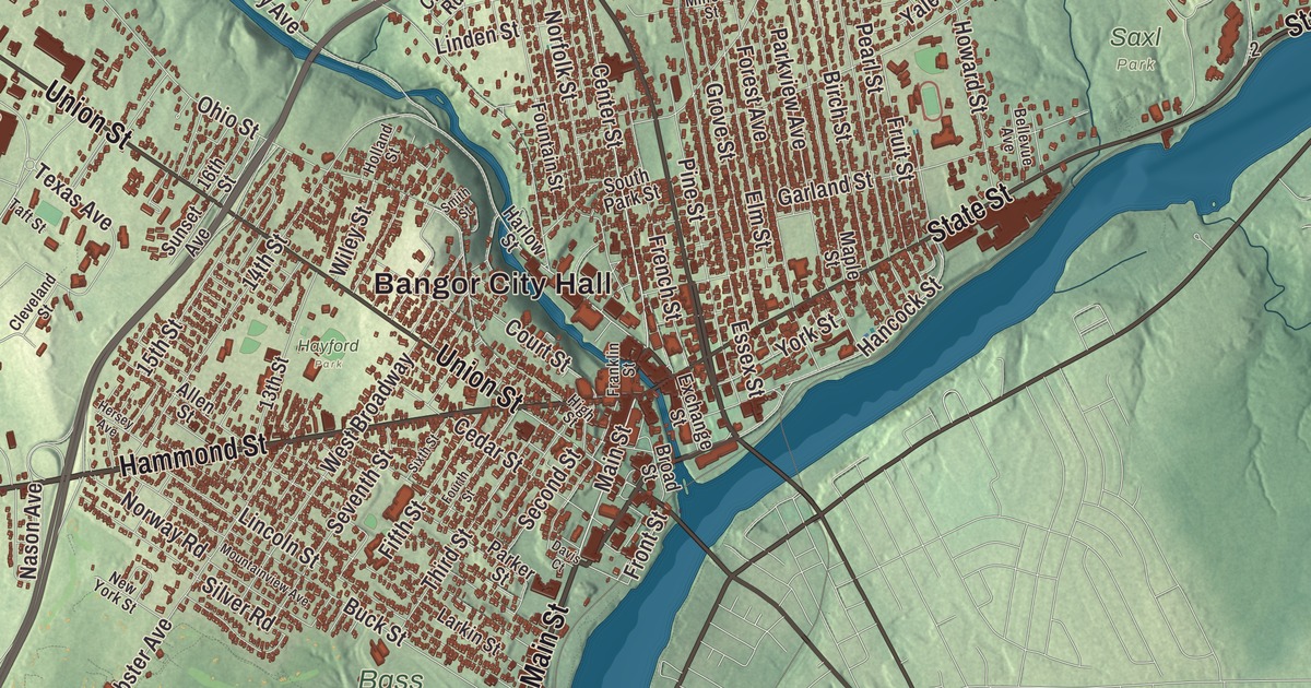Map of Bangor, Maine in 2026
