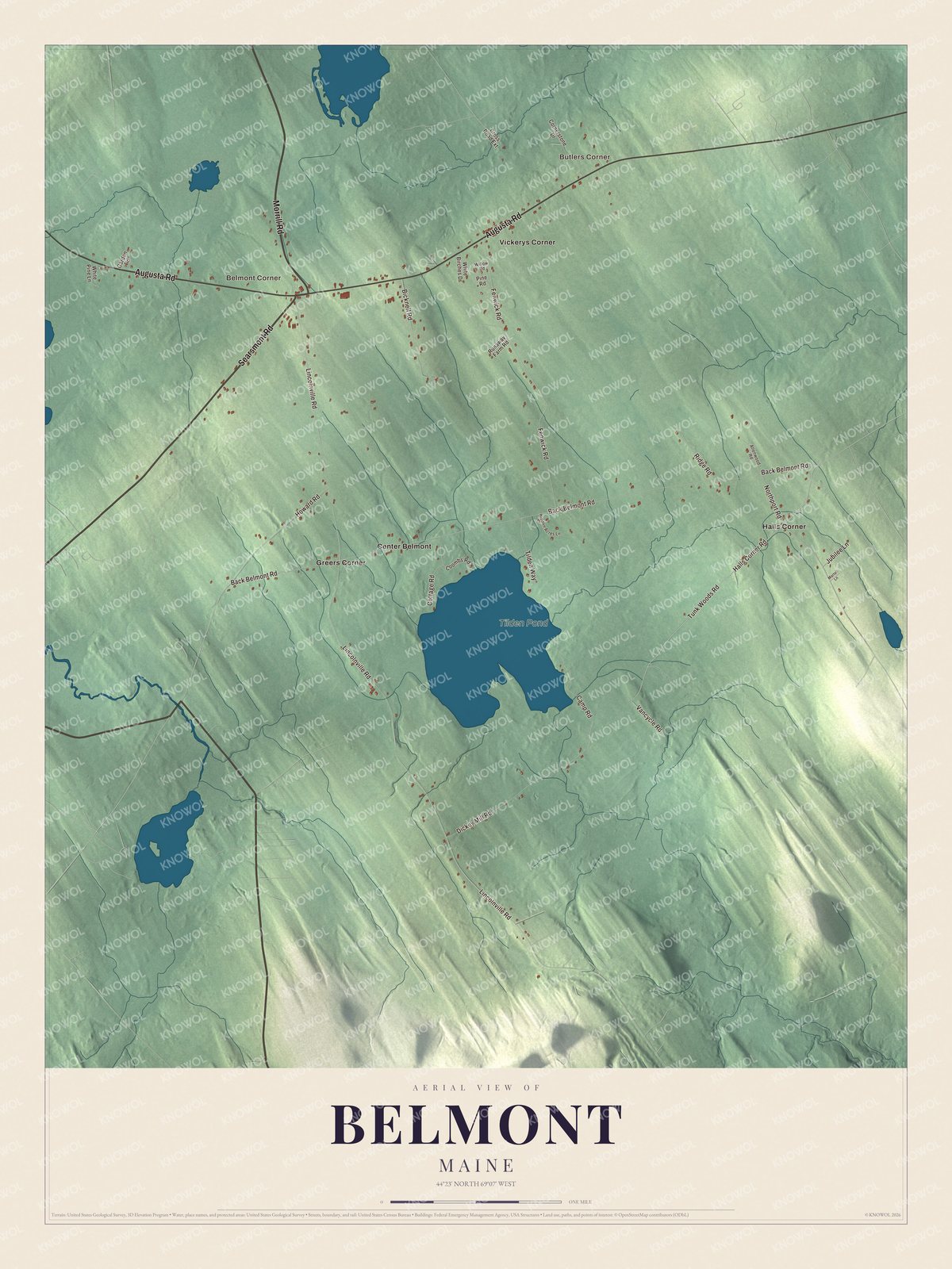 Watermarked full-map preview of Belmont, Maine