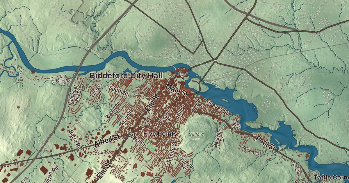 Map of Biddeford, Maine in 2026