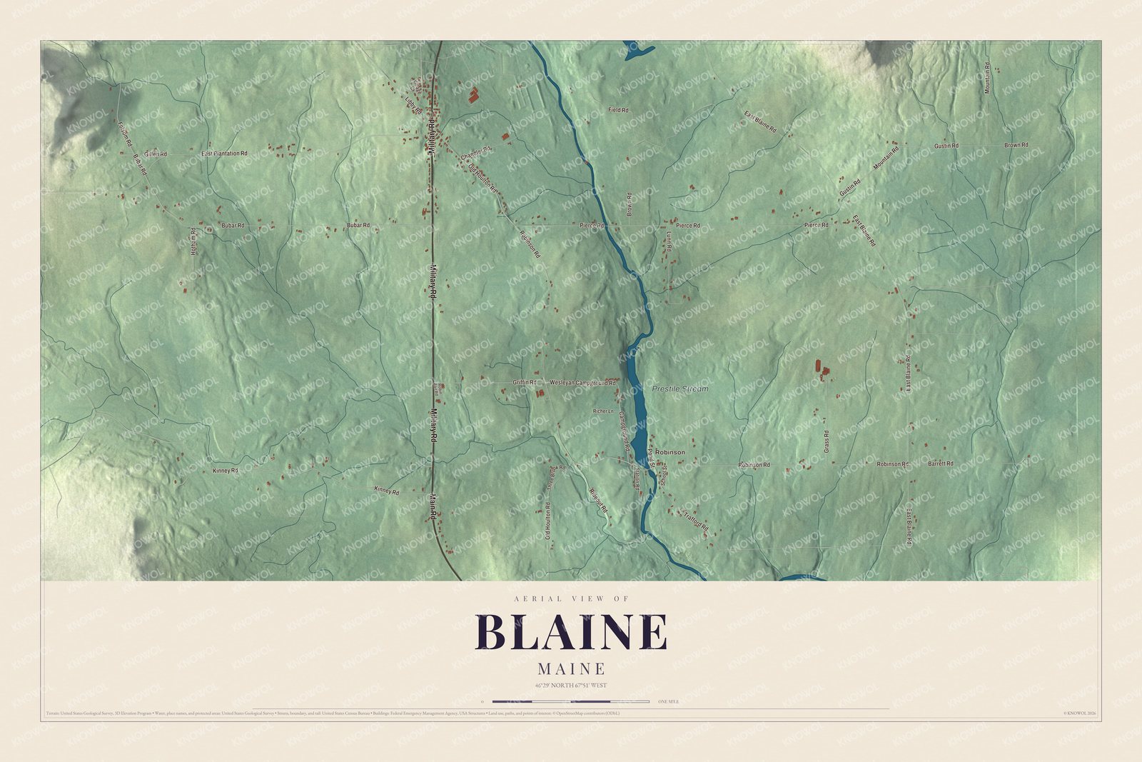 Watermarked full-map preview of Blaine, Maine