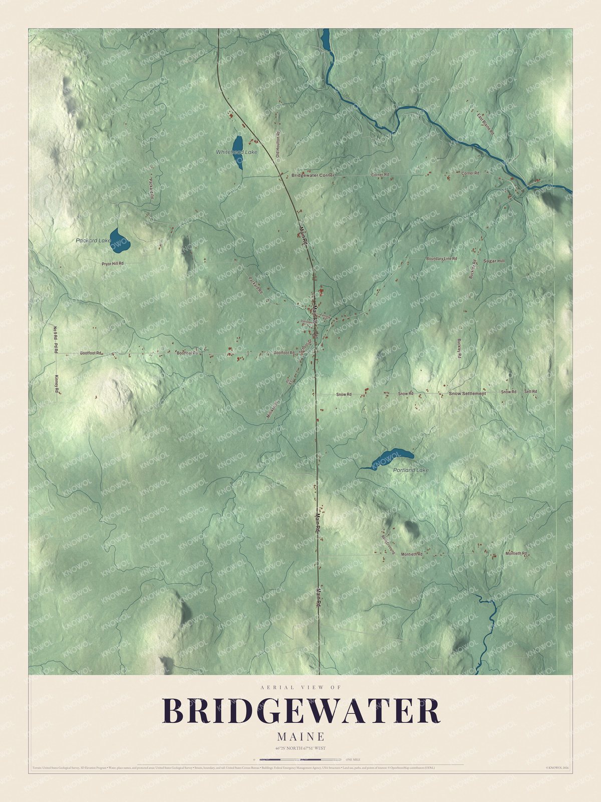 Watermarked full-map preview of Bridgewater, Maine
