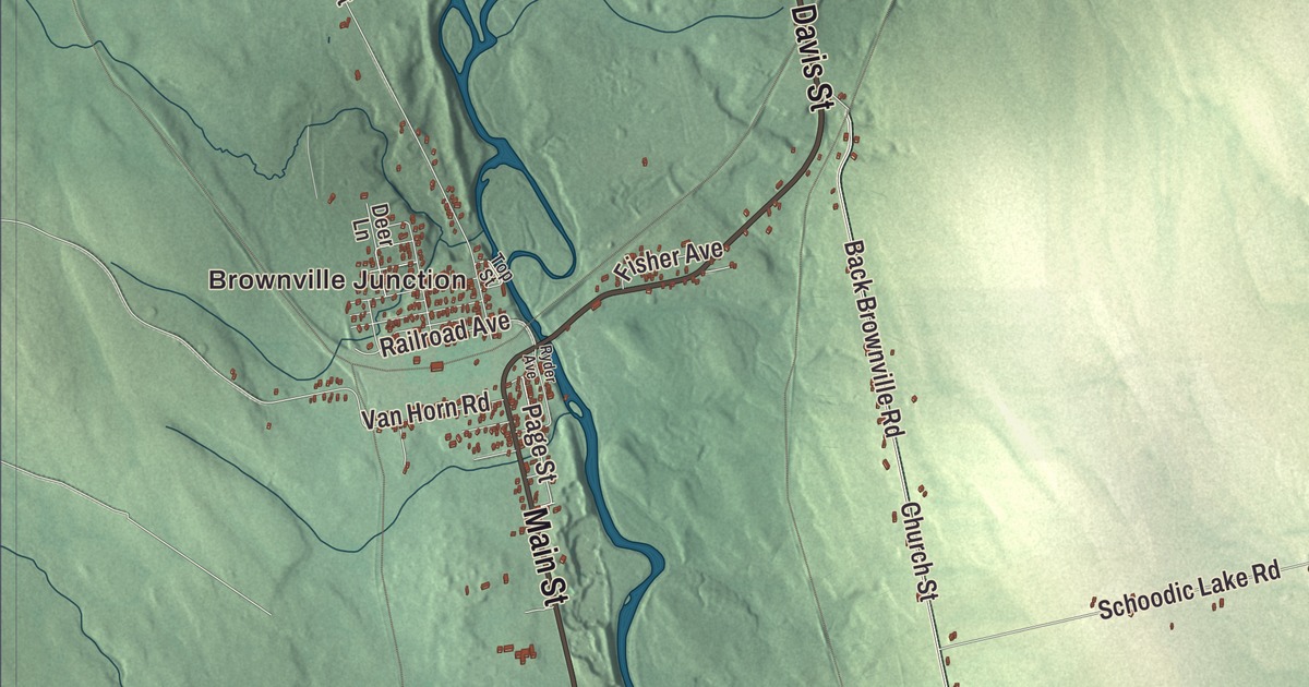 Map of Brownville, Maine in 2026