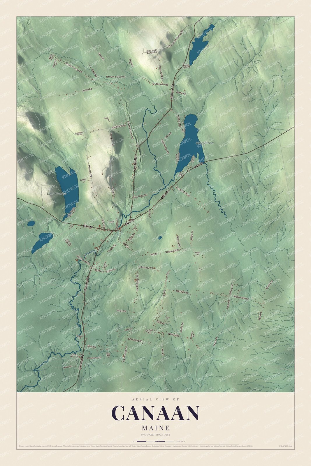 Watermarked full-map preview of Canaan, Maine