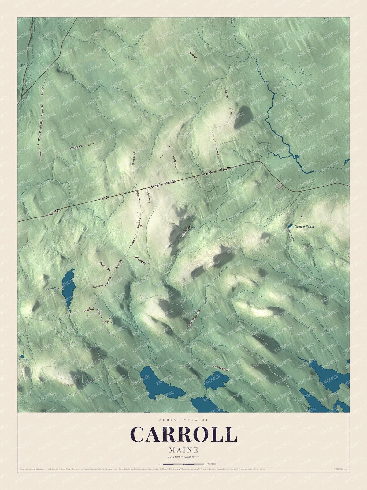 Watermarked full-map preview of Carroll, Maine