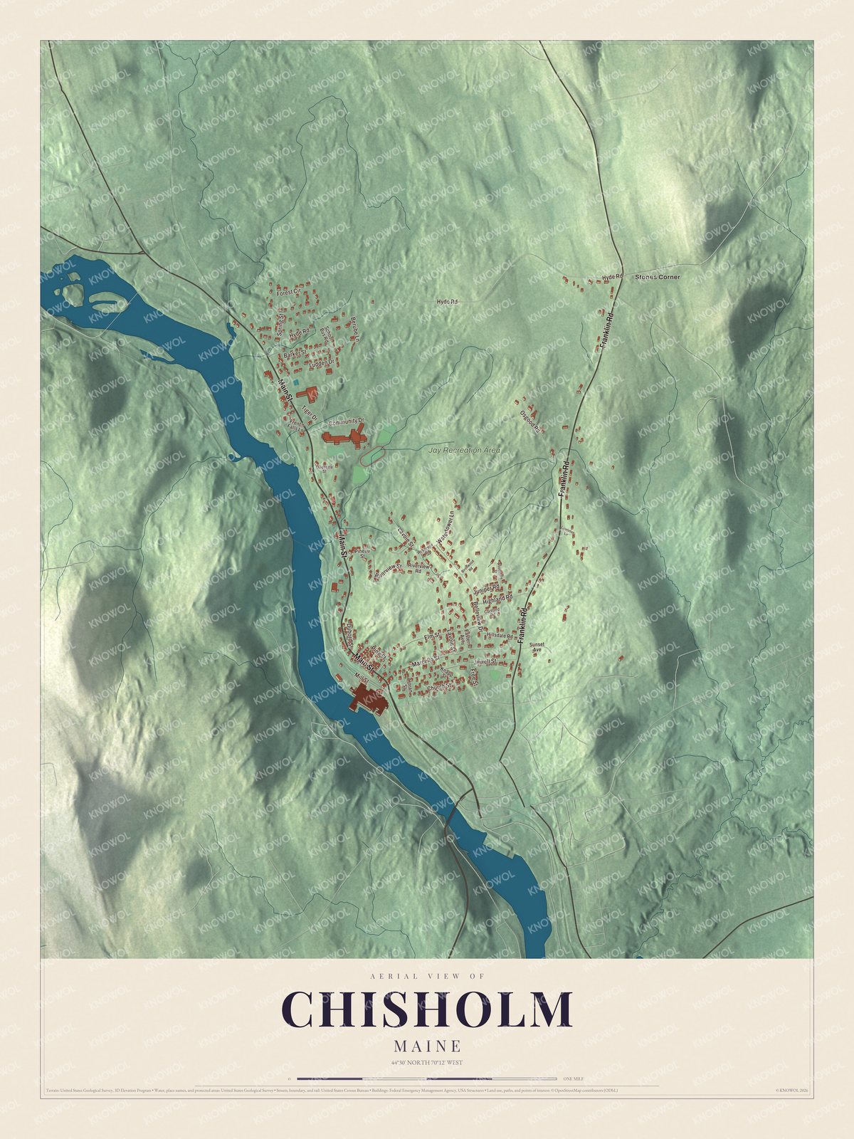Watermarked full-map preview of Chisholm, Maine