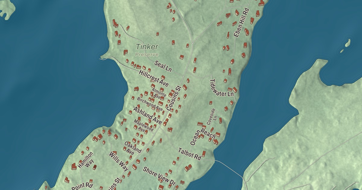 Map of Cousins Island, Maine in 2026