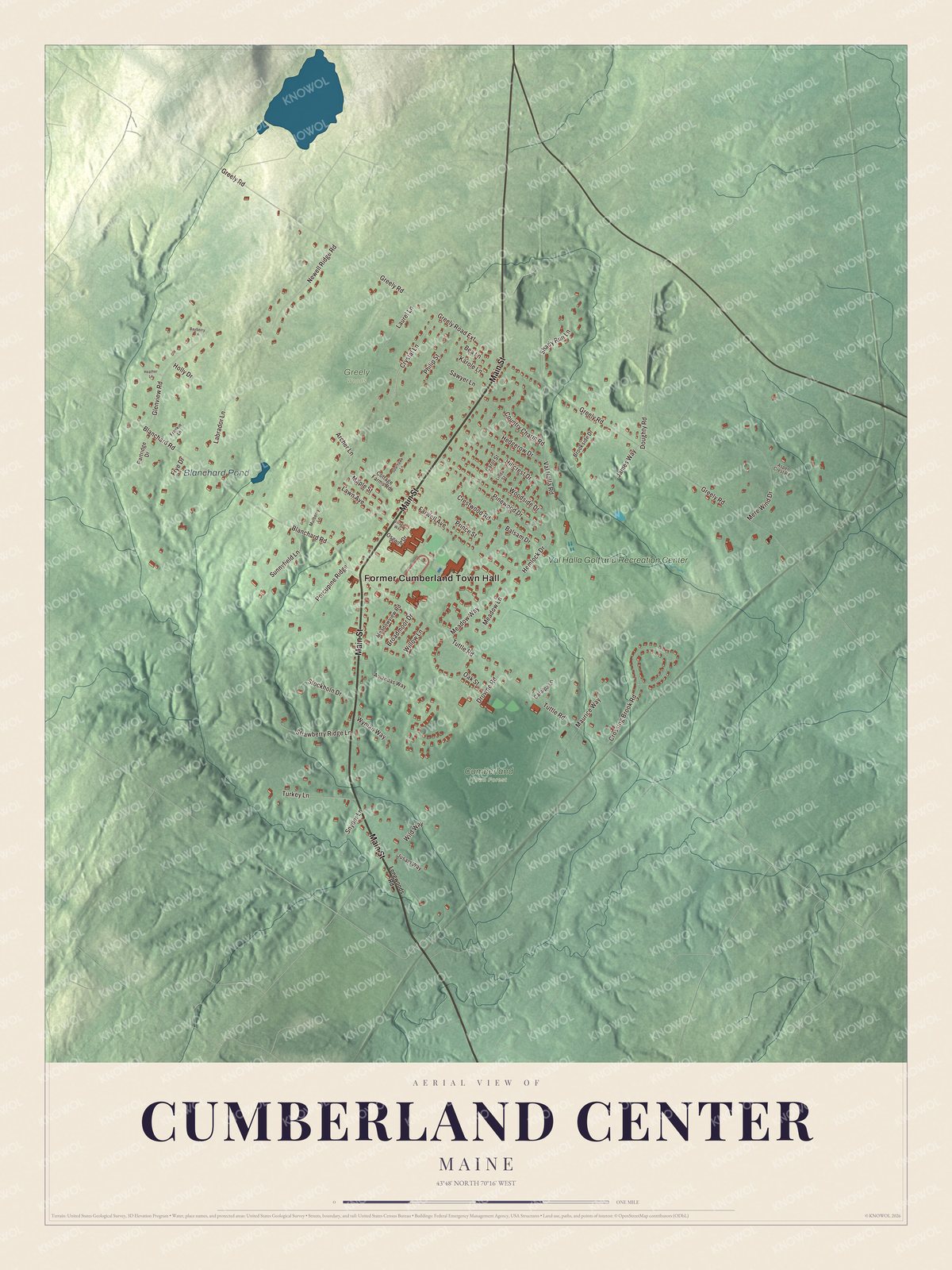 Watermarked full-map preview of Cumberland Center, Maine